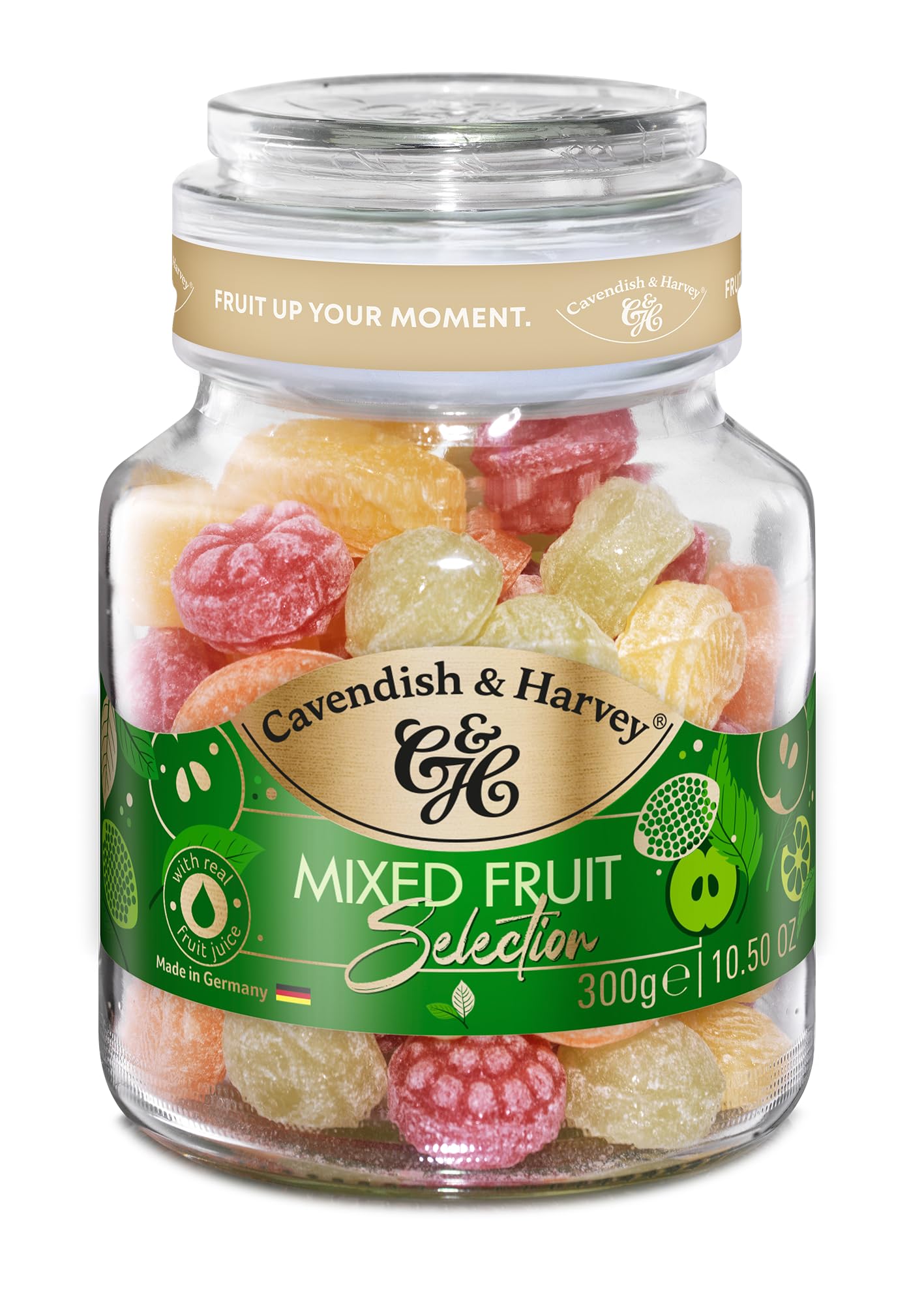 Cavendish & Harvey Mixed Fruit Hard Candy Drops - 10.5oz Jar - Sweet & Tangy Assorted Flavors - Perfect for Office Snacks, Party Favors & Gift Baskets