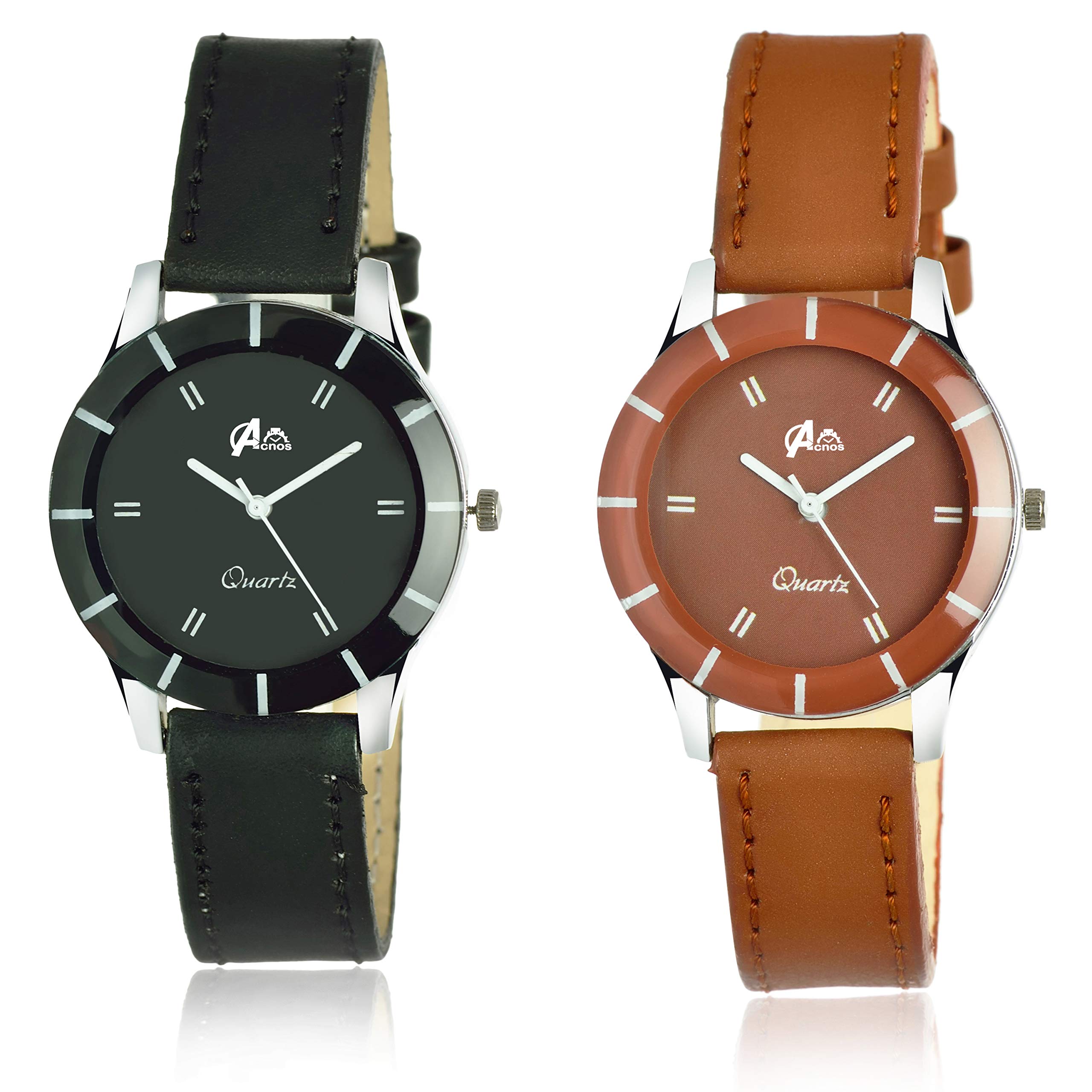Acnos® Premium Black & Brown Fasttrand Analog Watches for Women & Girls - Pack of 2 (605-BLK-BRN) | Stylish Fashion Accessory for Everyday Wear, Office & Special Occasions