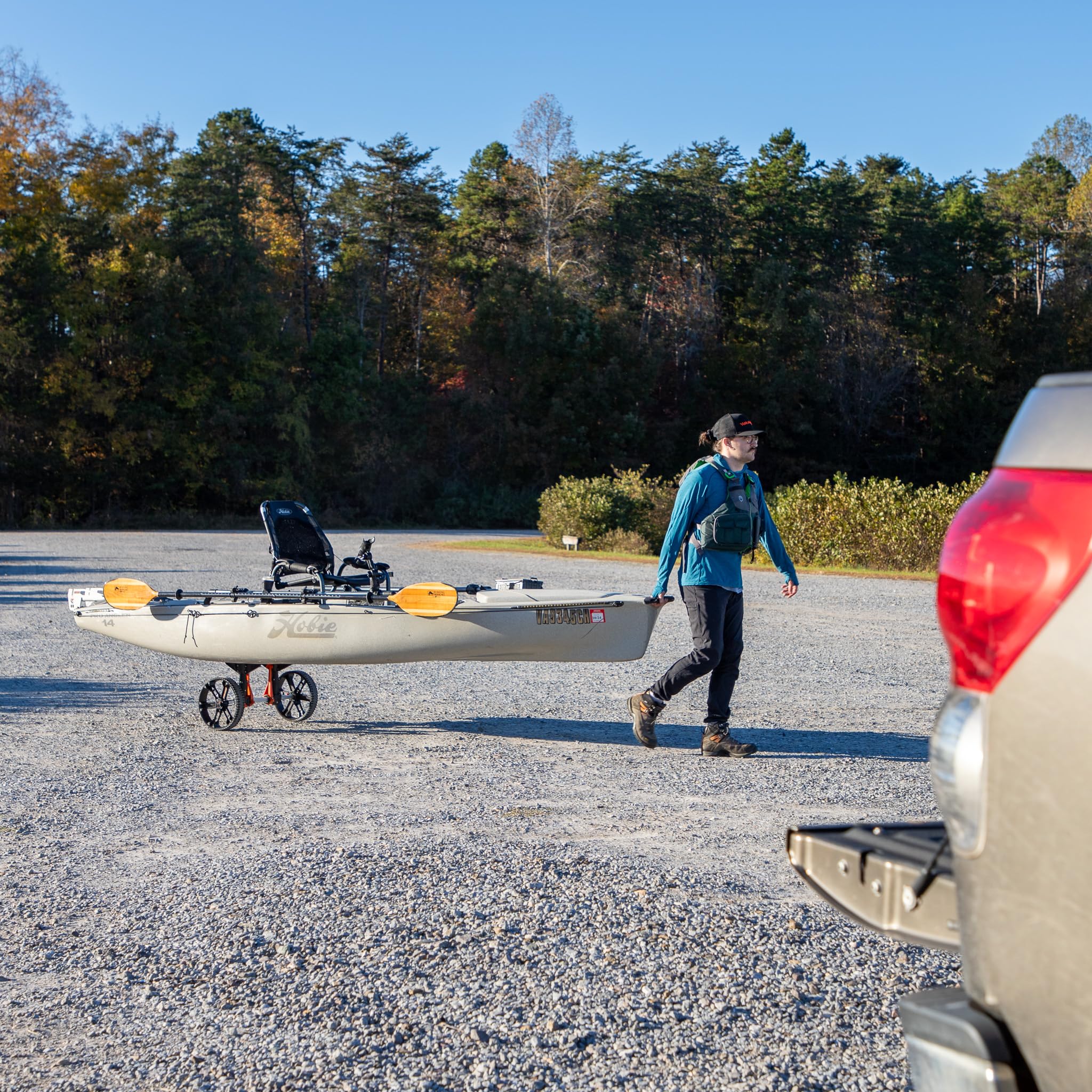 YakAttack TowNStow Scupper Kayak Cart TNS-1003 - Adjustable Collapsible Kayak Dolly for Easy Transport | Fishing & Kayaking Accessories | Perfect for Beach, River & Outdoor Adventures