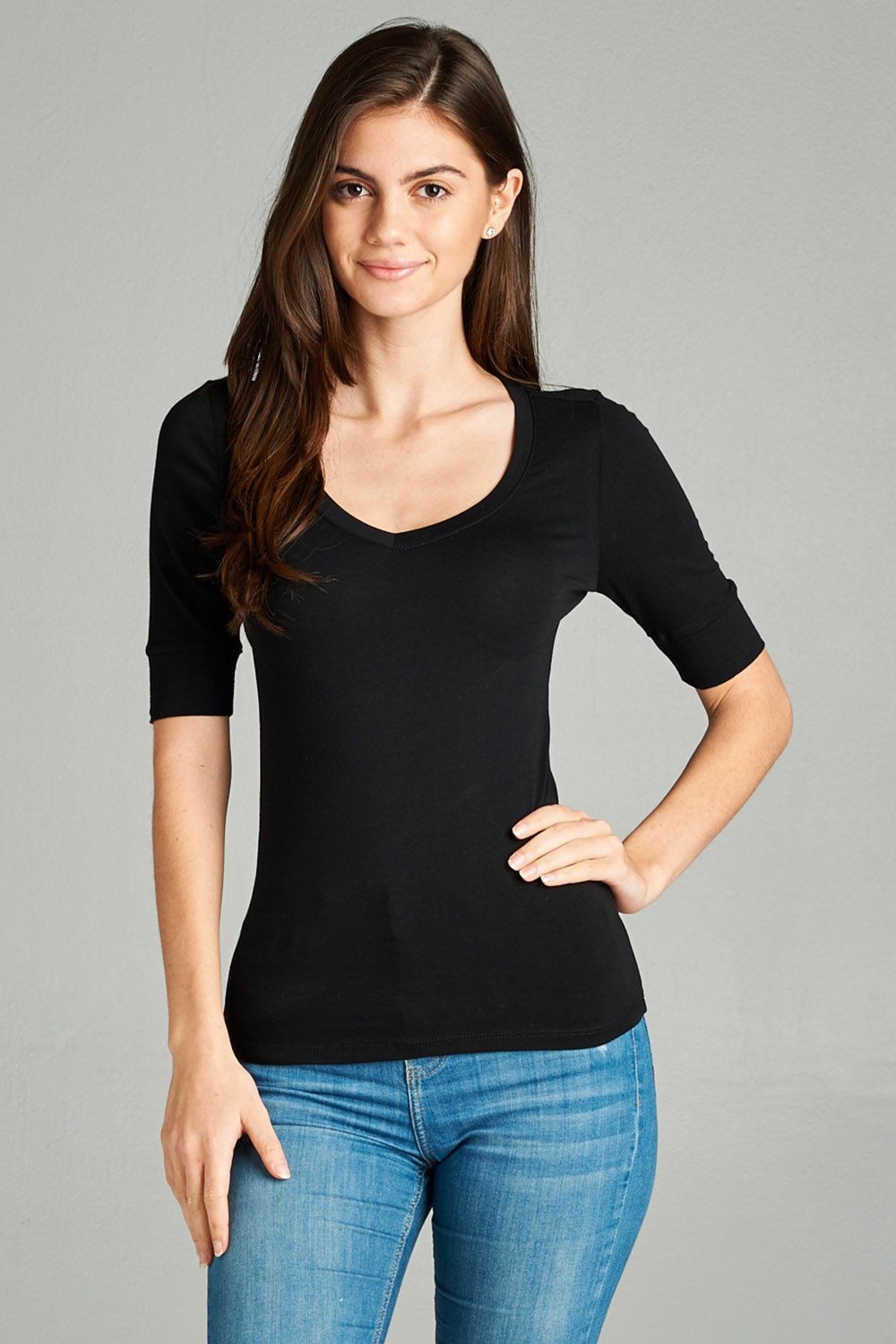 Emmalise Women's Slim Fit Athletic V-Neck T-Shirt - Breathable Half Sleeve Workout Top for Yoga, Running & Gym