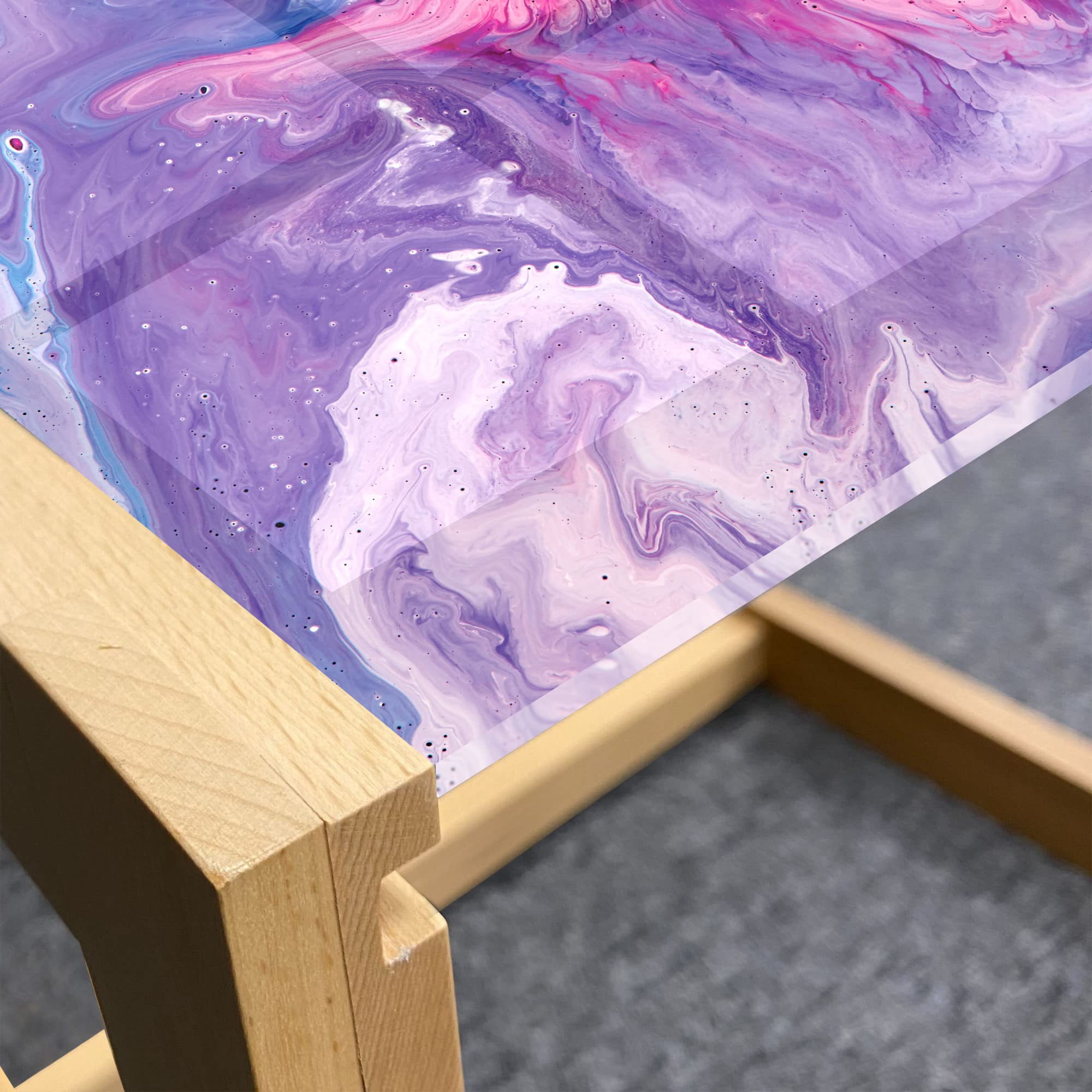 Ambesonne Marble Coffee Table - Abstract Soft Print, Acrylic Glass with Wooden Frame for Office & Dorm Decor
