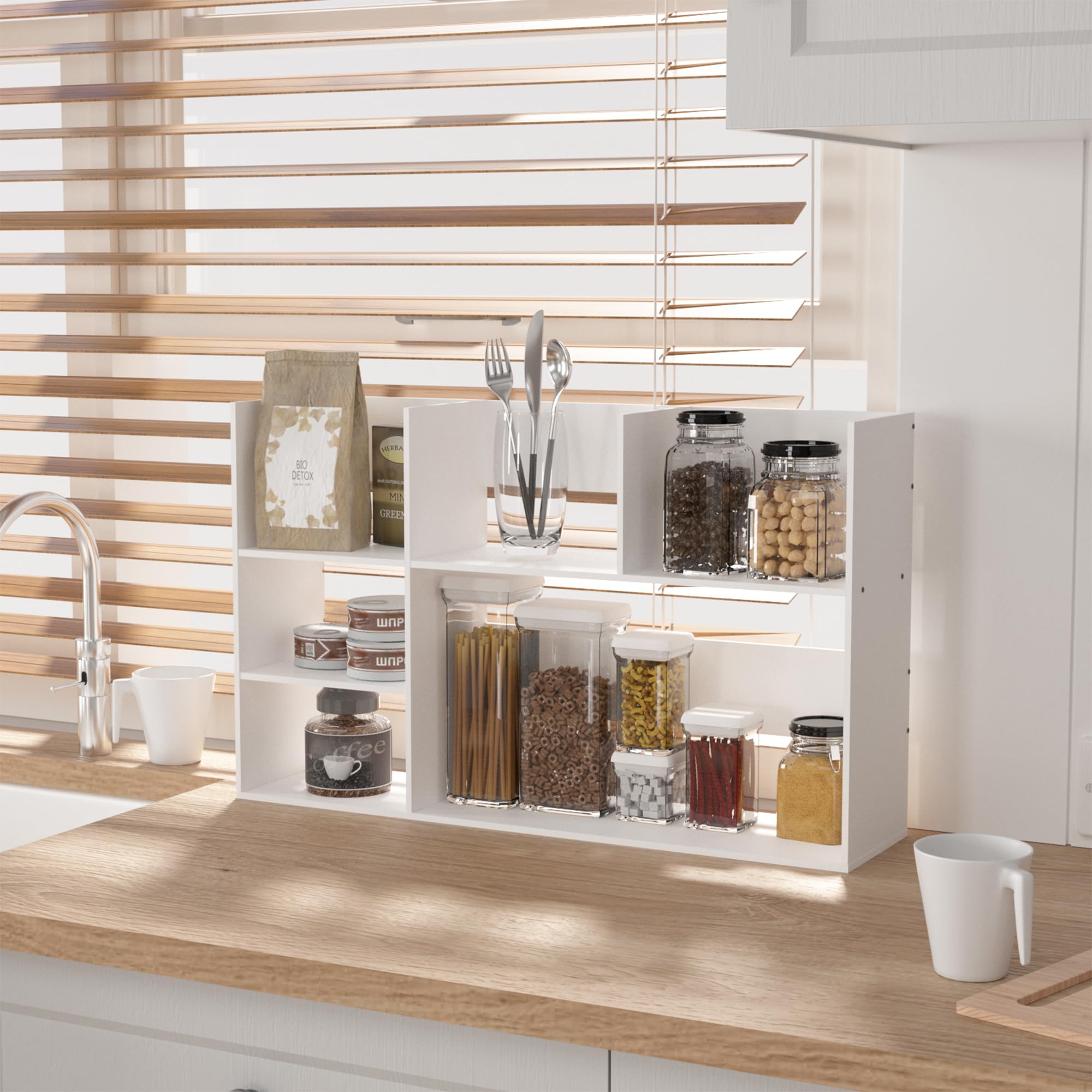 Extra Large Desk Organizer Shelves for Office & Home - Multi-Tier Storage Rack with Drawers | White Office Desk Shelf for Papers, Books & Supplies | Perfect for Workspace Organization & Home Office Decor