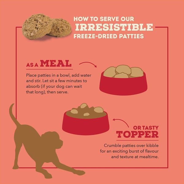 ACANA Freeze Dried Beef Dog Food Patties - High Protein Grain-Free Dog Treats for Training, Travel & Outdoor Adventures