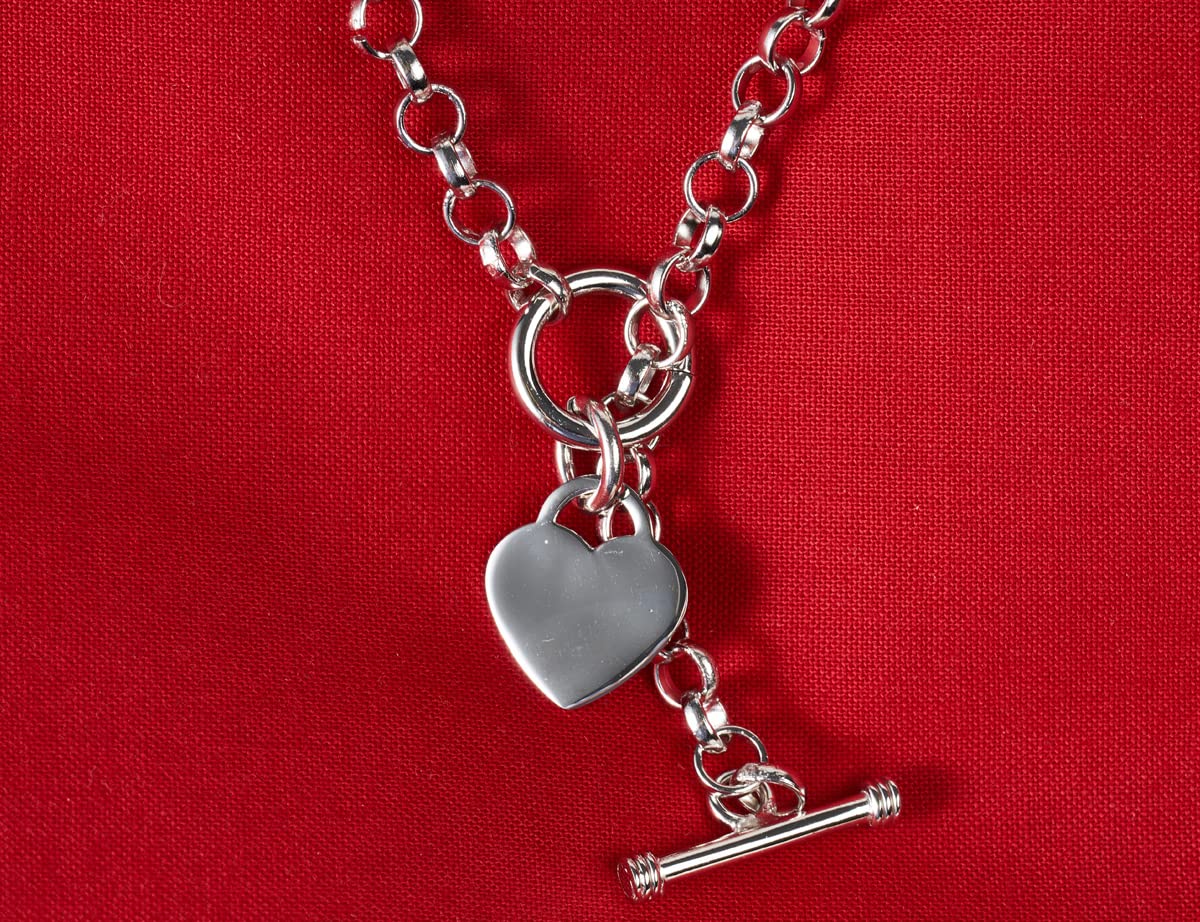 18 Inch Sterling Silver Heart Charm Toggle Necklace for Women - Dainty Adjustable Layering Jewelry Gift for Valentine's Day, Anniversary & Everyday Wear