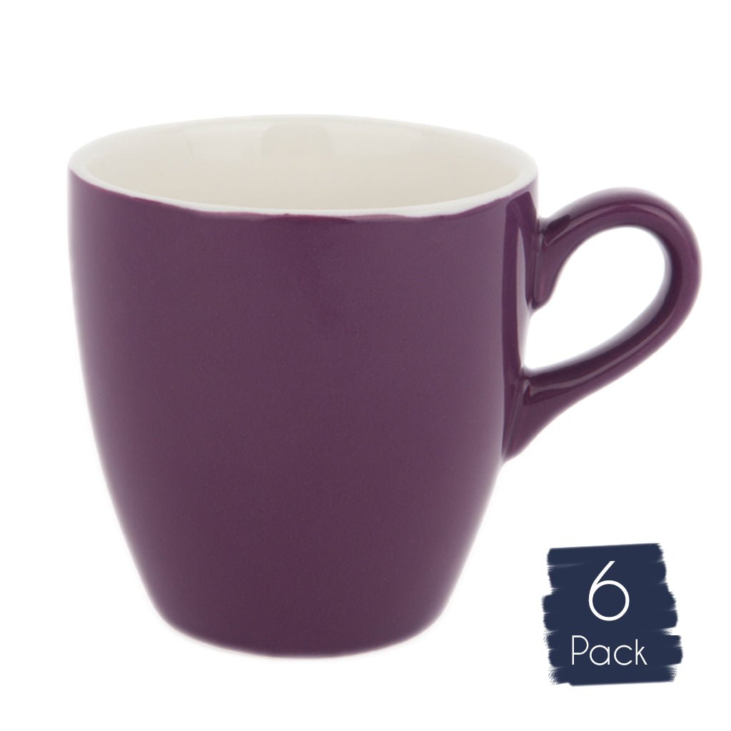 Premium 330ml Purple Coffee Mugs - Barista Quality Set of 6 for Home, Cafe & Office Use | Durable Ceramic Cups for Espresso, Latte & Tea