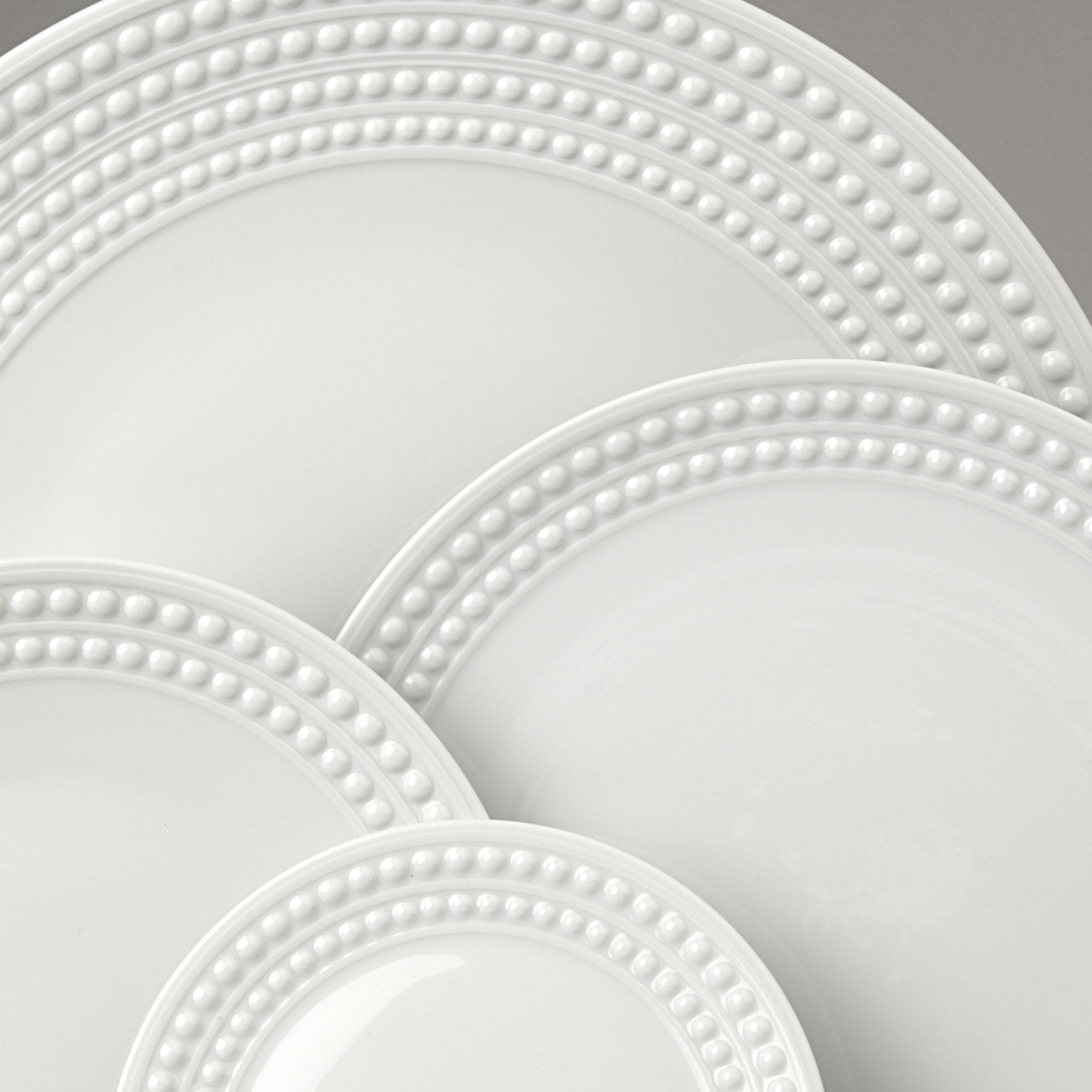 Perlée 16-Piece White Porcelain Dinnerware Set - Elegant Tableware for Formal Dining, Entertaining & Special Occasions