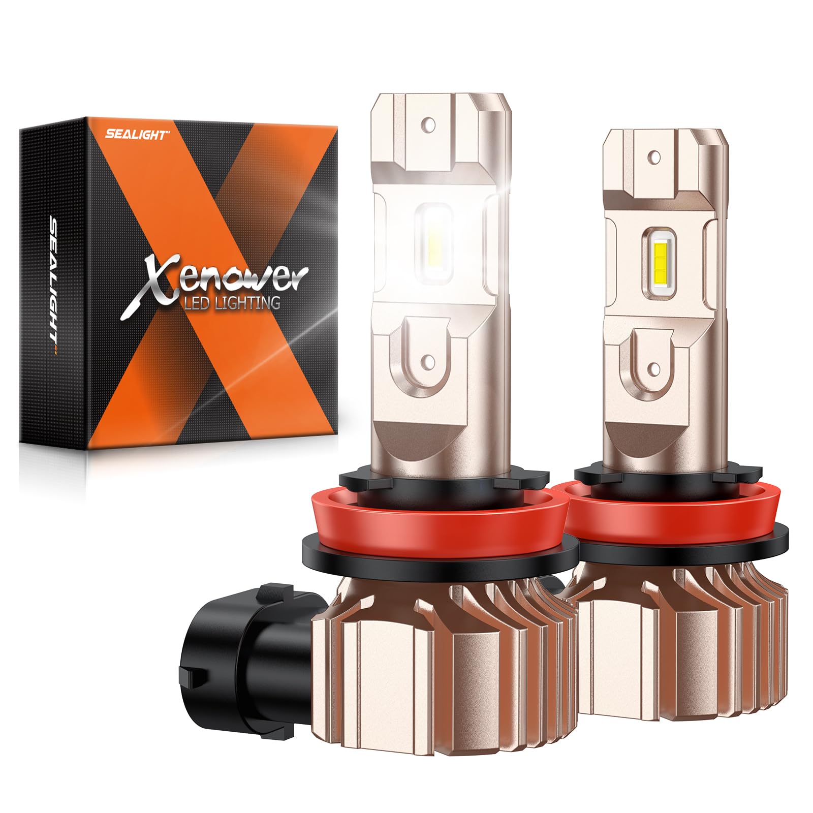 SEALIGHT H11 LED Fog Light Bulbs - 10000LM High Brightness, H8/H16/H11 Replacement, 6500K Cool White, 1:1 Size for Trucks & Cars (Pack of 2) - Perfect for Night Driving, Off-Road Adventures & Bad Weather Conditions
