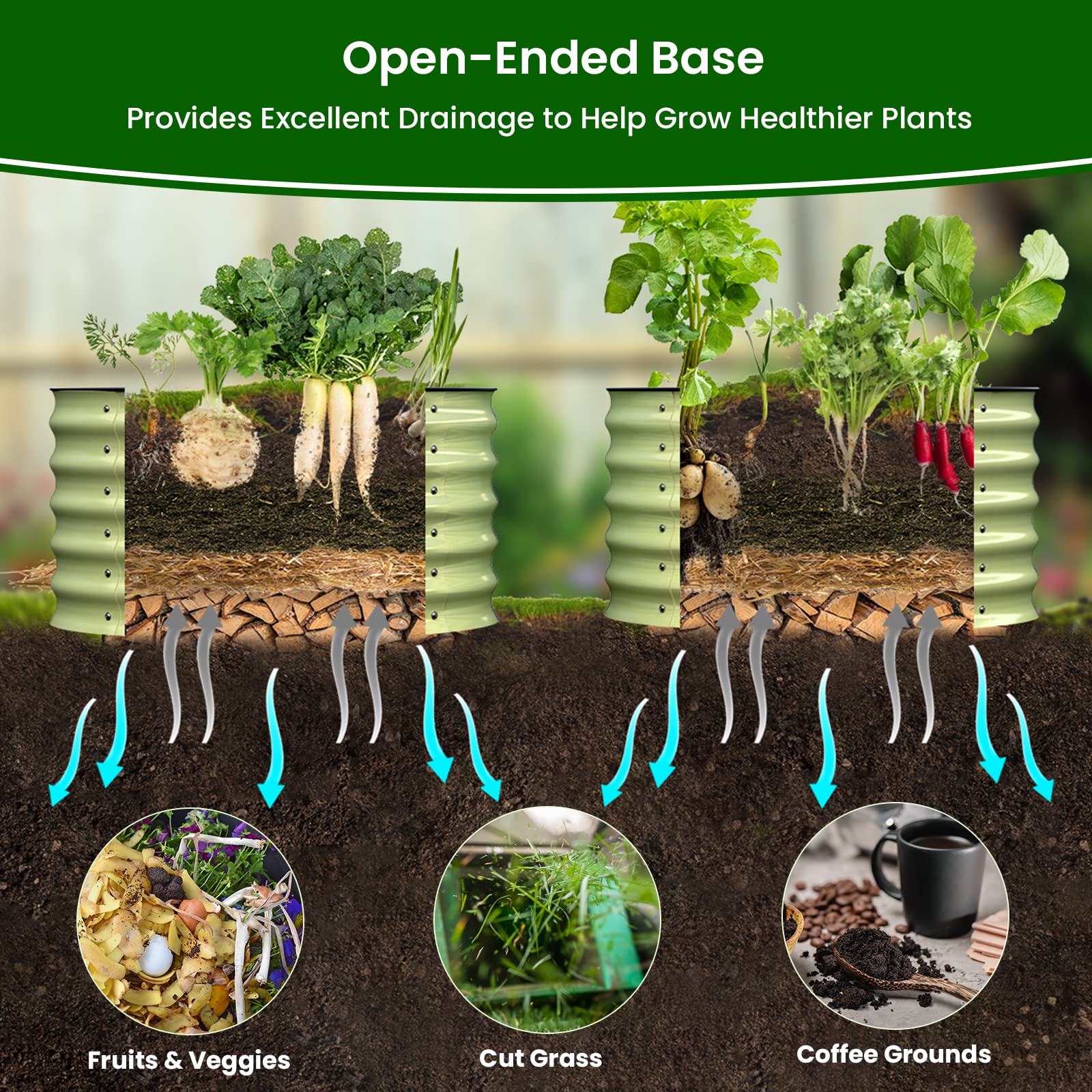 Olle Twin Round Metal Raised Garden Beds - 17