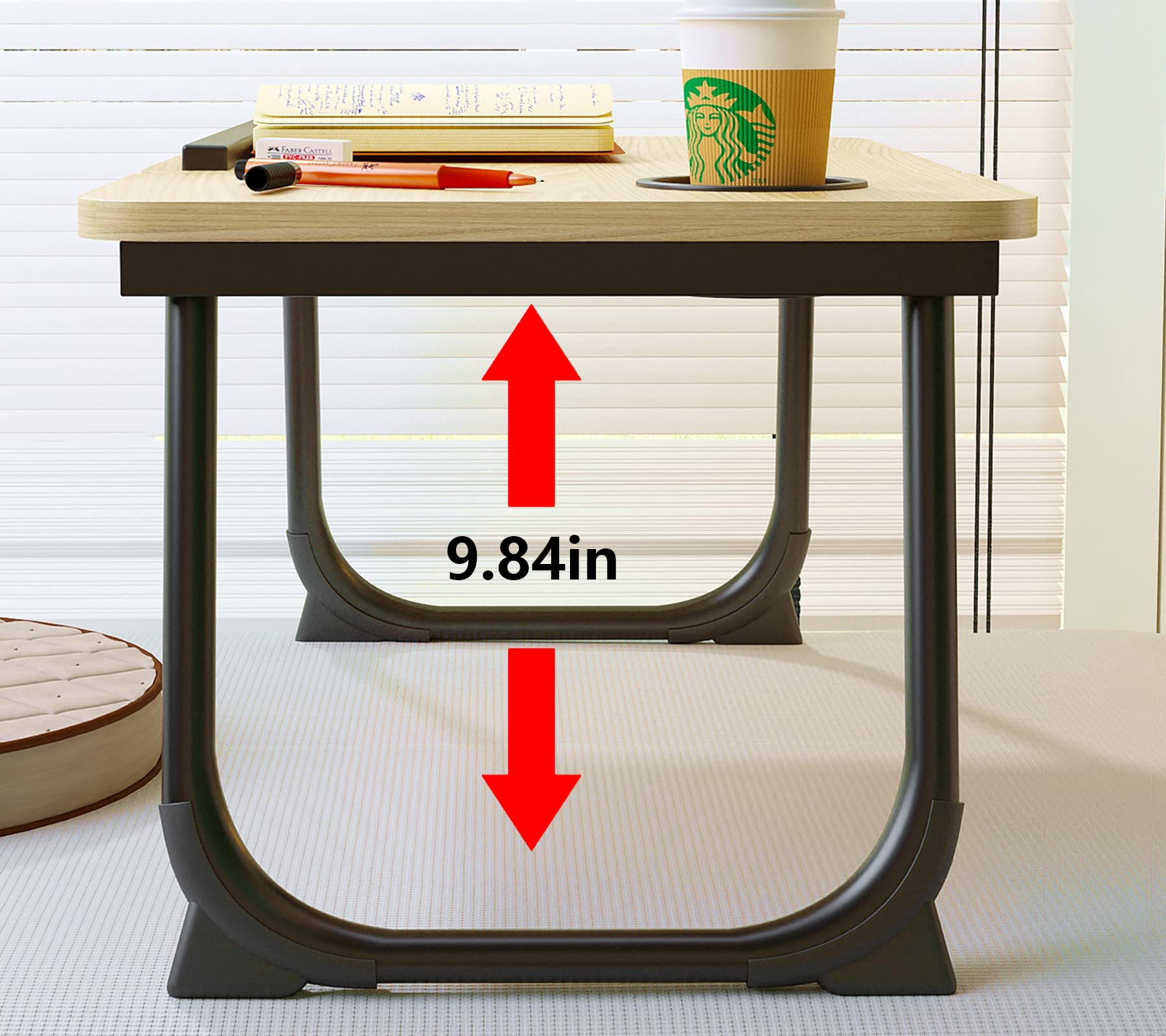 Foldable Adjustable Laptop Desk for Bed - Portable Lap Stand with Cup Holder, Ergonomic Notebook Tray Table for Home Office, Study, Reading & Breakfast in Bed (Golden) - Perfect for Remote Work, Online Classes & Cozy Bedroom Use