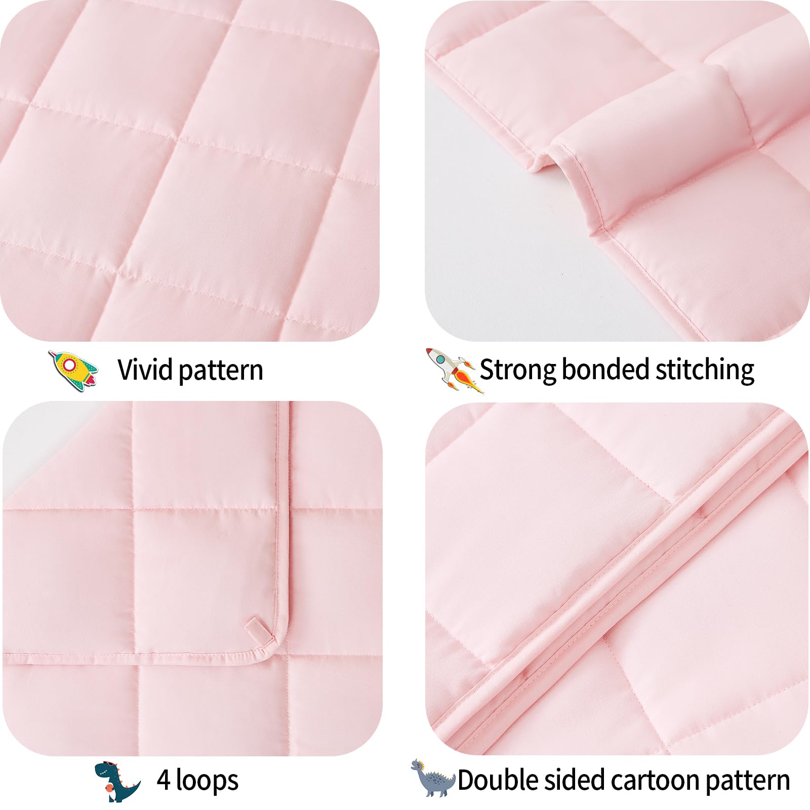 HOSUKKO 3 lbs Weighted Blanket for Adults & Kids - Pink Cooling Heavy Blanket 36