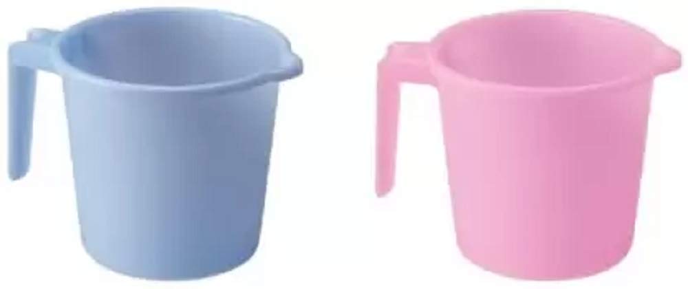 MILTON Plastic Bath Mug - Durable & Lightweight Shower Cup for Kids & Adults (Pink, Blue) - Perfect for Bathroom, Spa, Travel & Camping Use