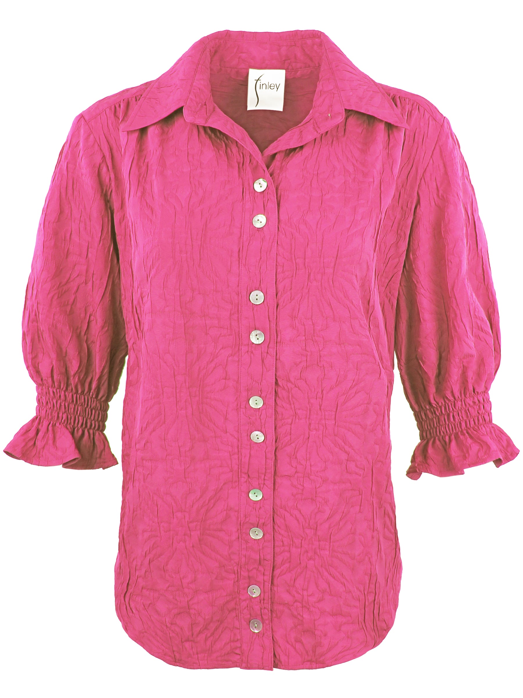 Sirena Women's Pink Textured Jacquard Shirt - Elegant Blouse for Work, Party & Casual Wear