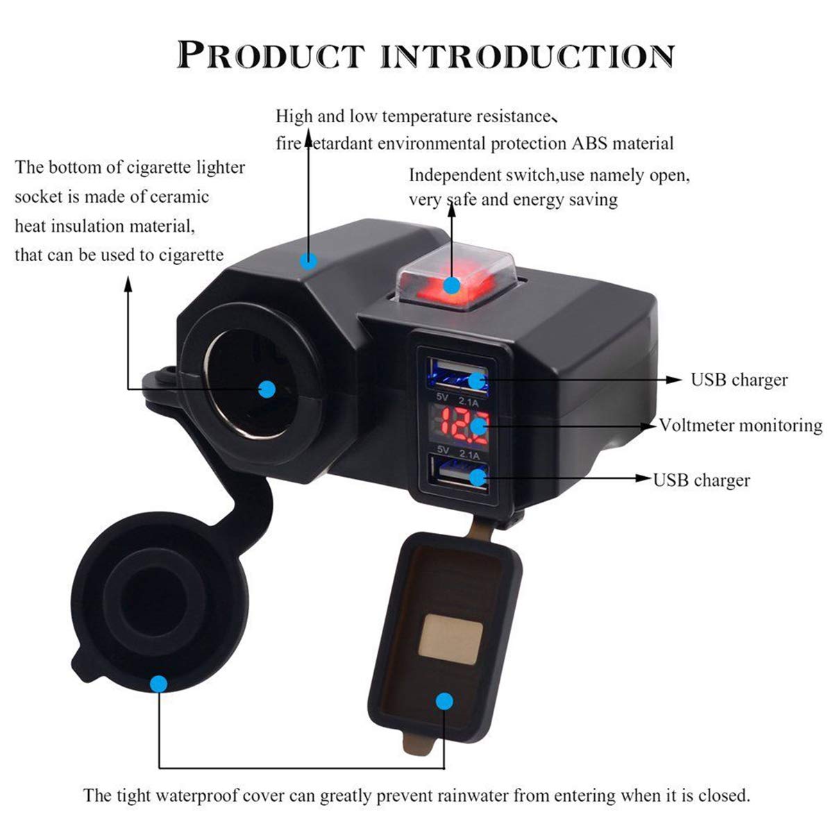 DaMohony 12V Dual USB Port Motorcycle Charger - Waterproof & Fast Charging Power Outlet Socket for Harley, Honda, Yamaha - Perfect for Road Trips & Adventure Riding