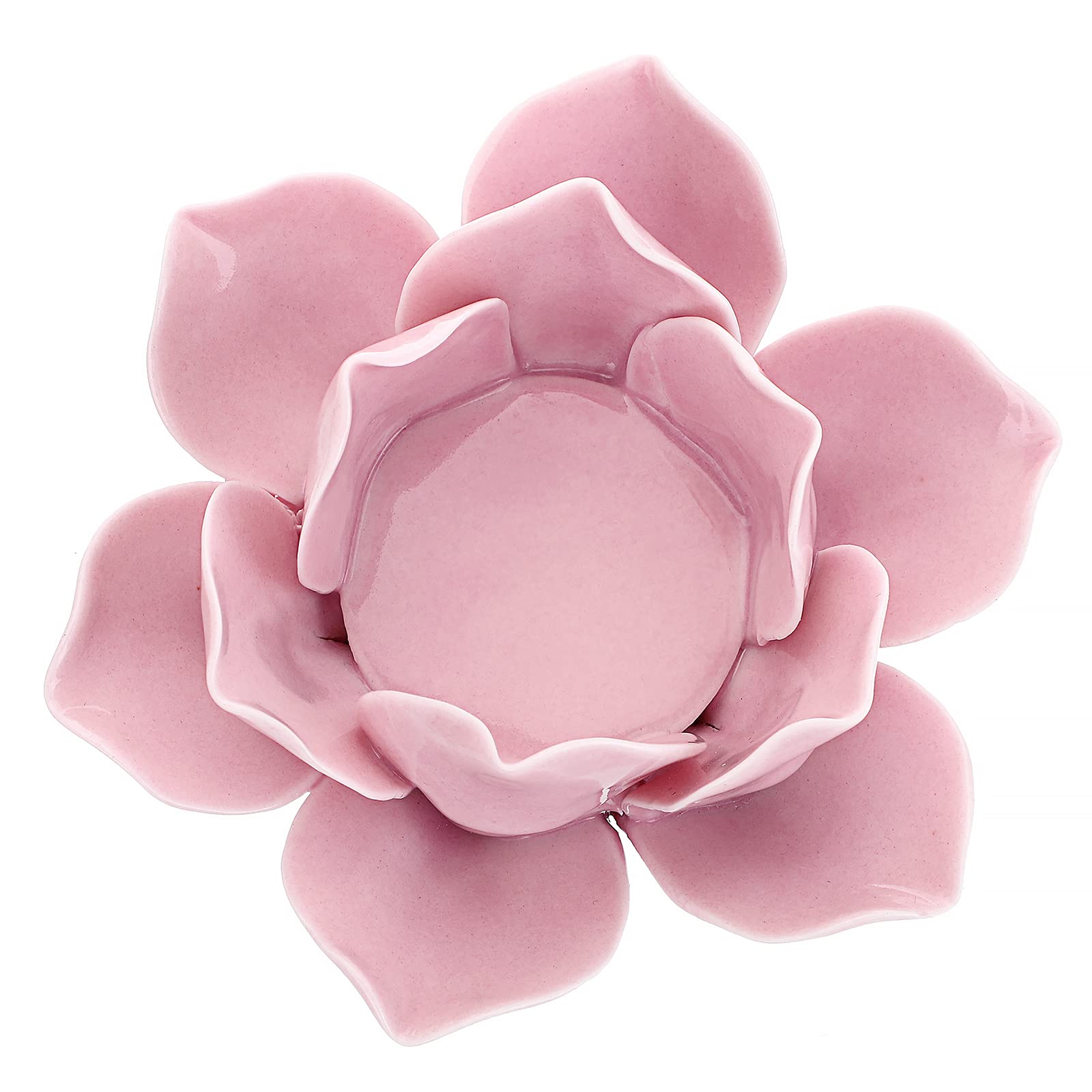 4.5 Inch Ceramic Lotus Flower Tea Light Holder - Elegant Pink Lotus Petals Candle Holder for Home Decor, Wedding, Party - Includes Gift Box - Perfect for Romantic Ambiance, Spa Relaxation & Table Centerpieces