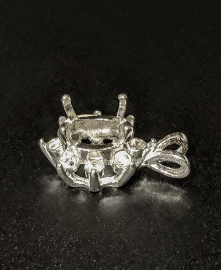 Solid Sterling Silver or 14kt Gold 5x3mm & 10x8mm Oval Cluster Pendant Setting with Accent - Handcrafted in USA | Perfect for Necklaces, Jewelry Making & Gift Giving