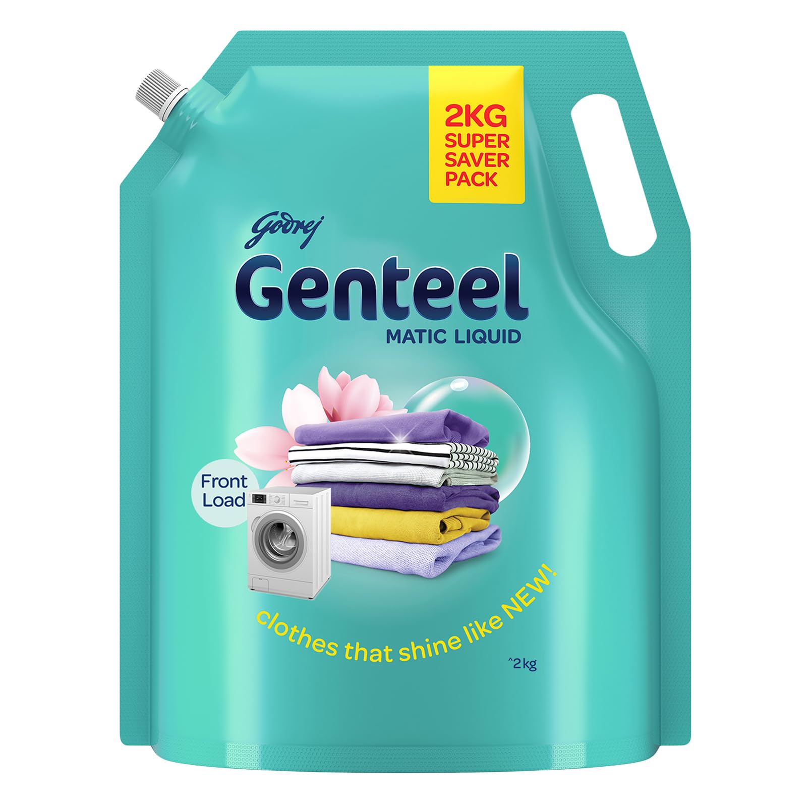 Genteel Matic Liquid Laundry Detergent Refill Pouch 2kg - Front Load Washer Safe | Soda-Free Formula with Built-In Fabric Softener | Ideal for Sensitive Skin & Eco-Friendly Laundry