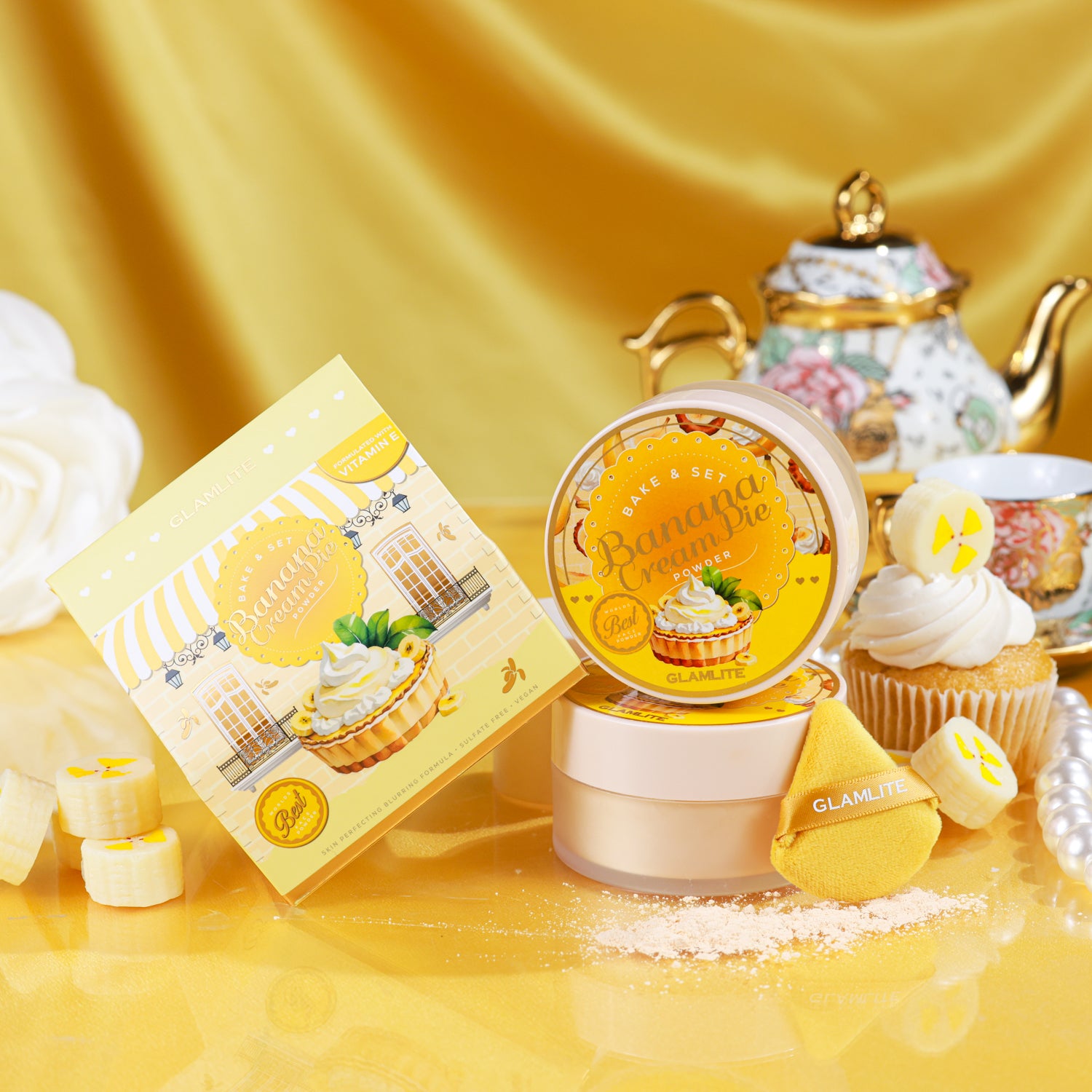 Banana Cream Pie Bake & Set Powder - Long-Lasting Matte Finish for Flawless Baking & Setting - Perfect for Makeup Artists, Bridal & Everyday Use