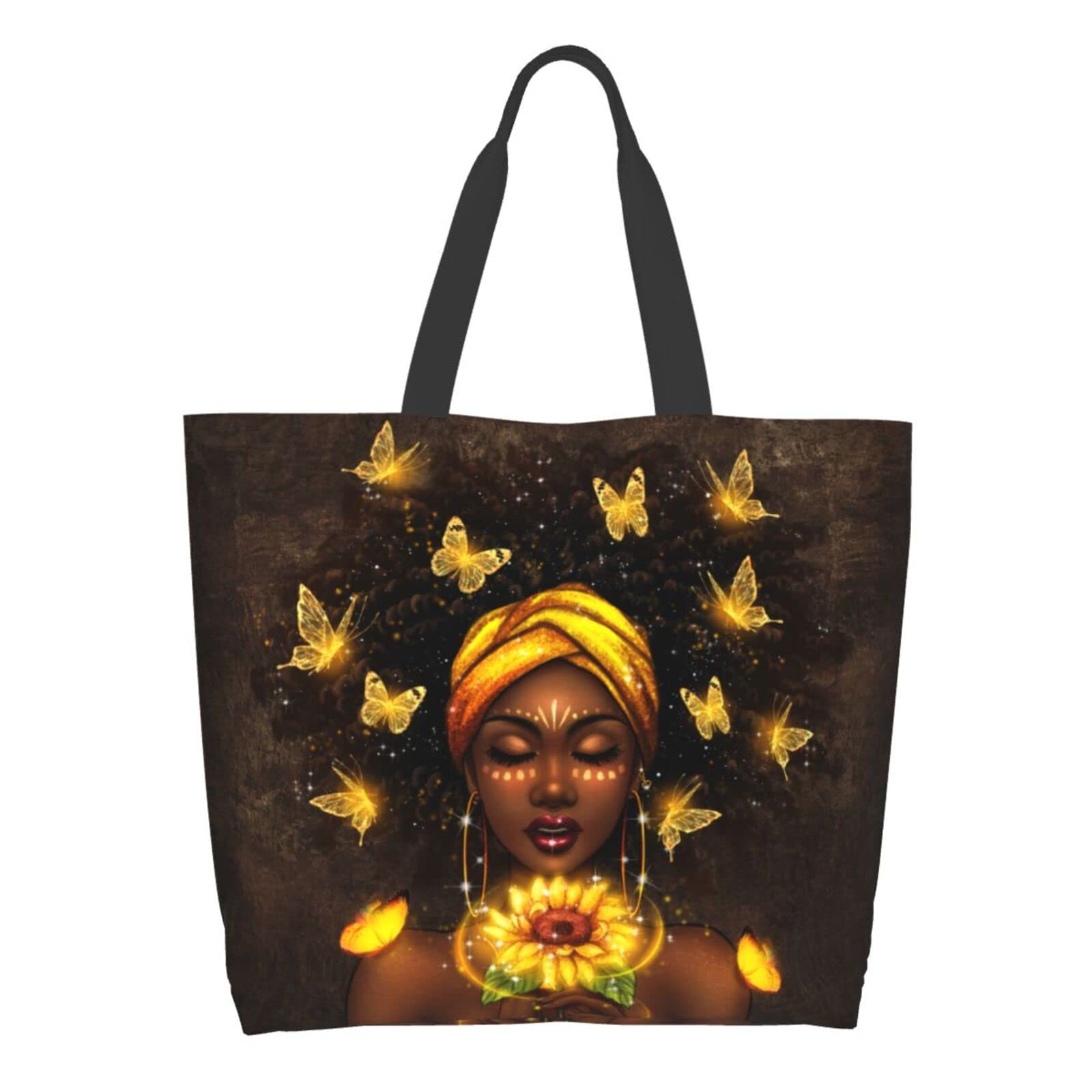 Stylish IAGM Black Women's Tote Bag - Waterproof African American Art Shoulder Purse for Work, Travel & Shopping | Durable Fashion Handbag for Everyday Use
