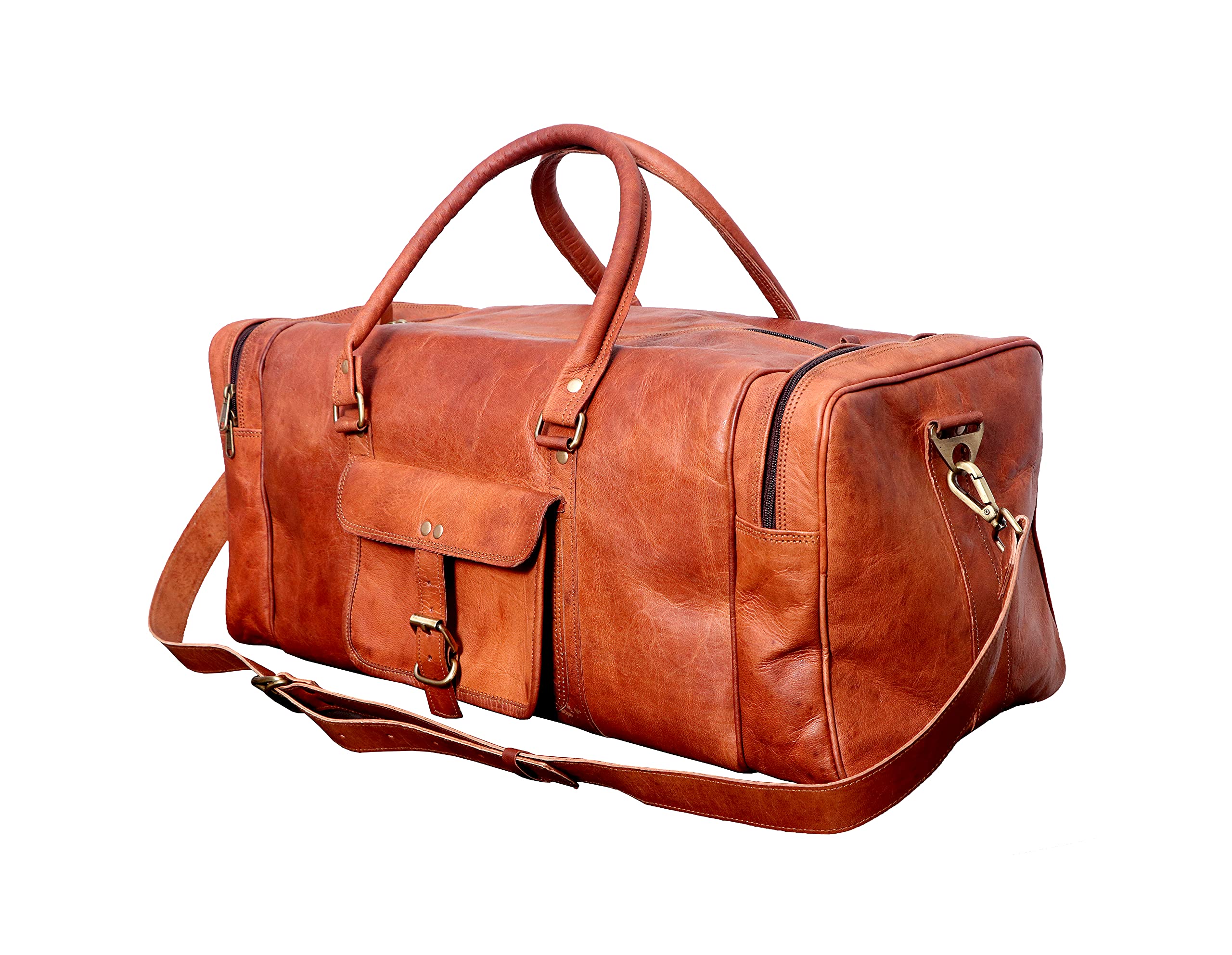 SKADO 24 Inch Genuine Leather Duffel Bag for Men & Women - Travel, Gym & Weekender Carry-On Bag with Laptop Compartment - Perfect for Business Trips, Workouts & Weekend Getaways