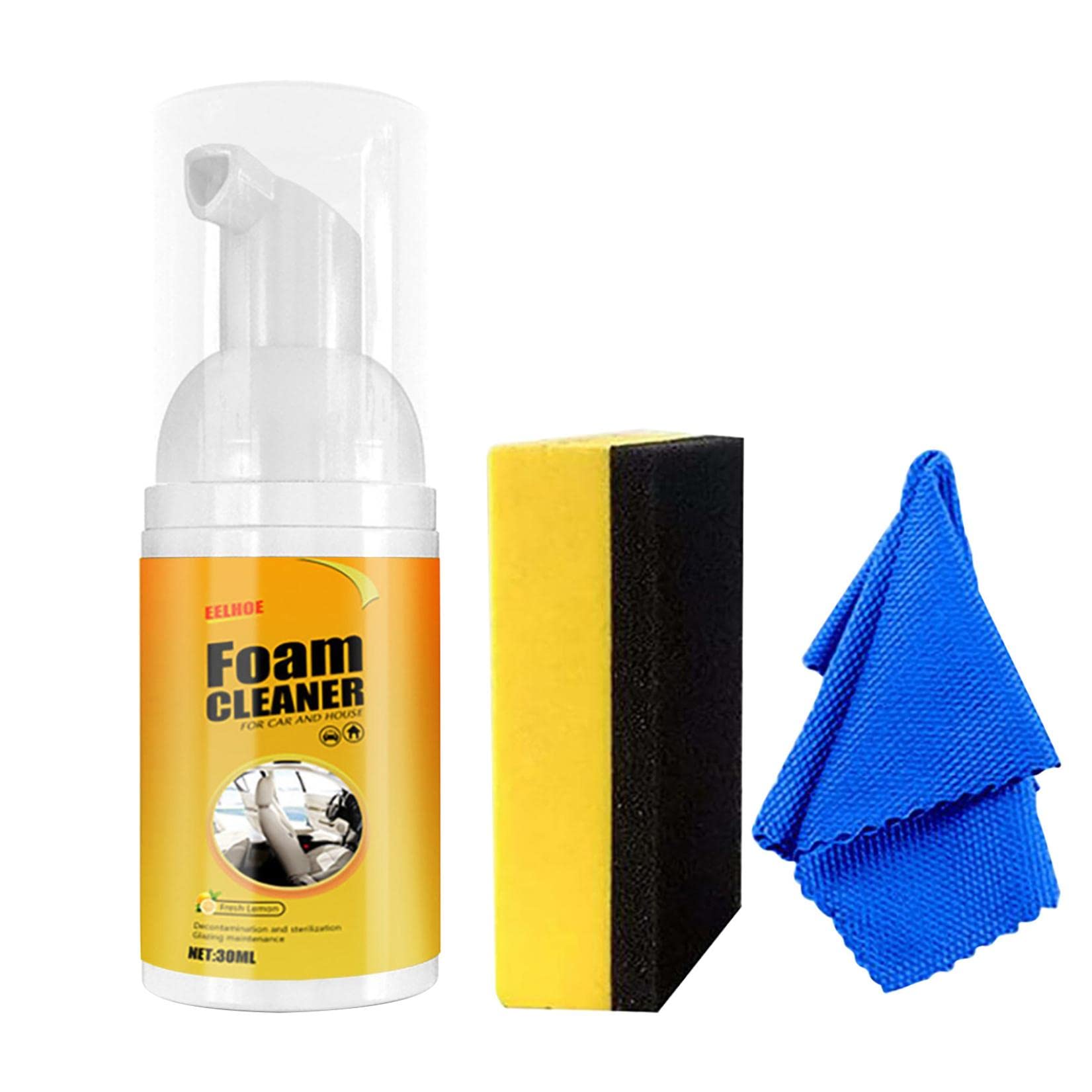 Aleafife Multipurpose Foam Cleaner Spray - All Surface Cleaner for Car, House, Kitchen & Bathroom | Upholstery, Vinyl, Rubber & Plastic Cleaner | Strong Foaming Formula (30ml) - Perfect for Deep Cleaning Sofas, Car Seats & Home Surfaces