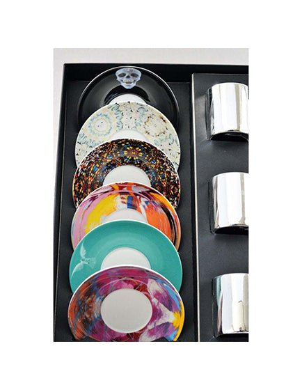 Premium HIRST Anamorphic Espresso Cups Set of 6 - Unique Distorted Design Coffee Mugs for Home, Office & Cafe Use