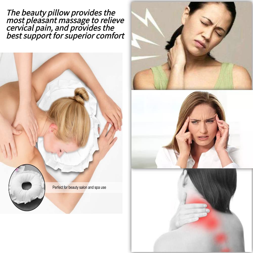 **Massage Face Down Pillow with Hole - Hollowed Headrest Cushion for Spa, Facial, and Massage Therapy - Comfortable Support for Massage Beds, Chiropractic, and Relaxation**