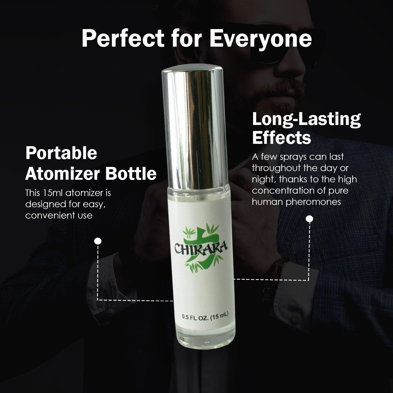 Chikara Men's Pheromone Cologne 2 Pack (15 ML Each) - High Concentration Long Lasting Sandalwood Scent | Attract Women & Boost Confidence | Date Night, Club & Special Occasions