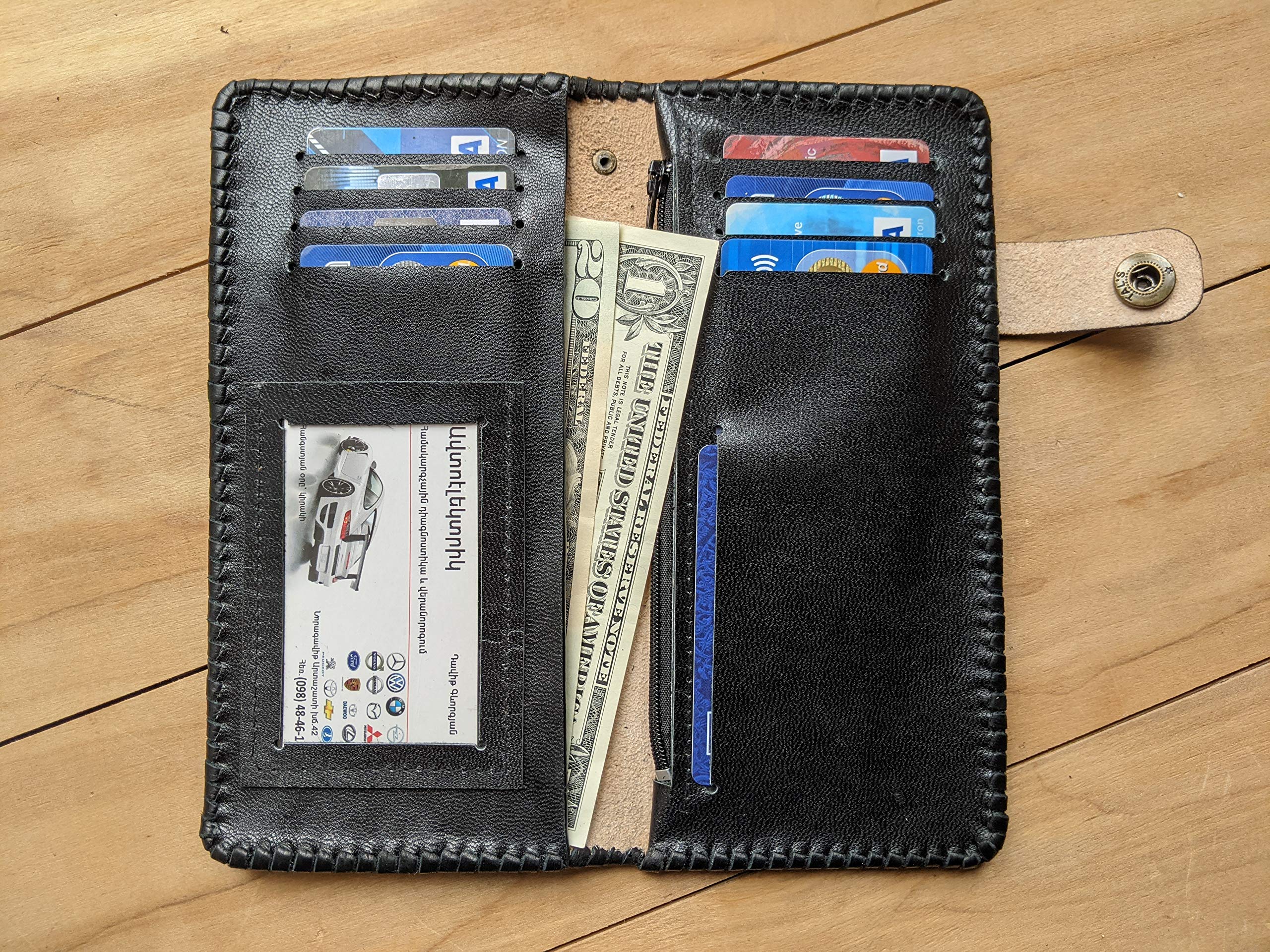 Handmade 3D Genuine Leather Wallet for Men - Long Biker Wallet with Hand-Carved Dragon Design - Custom Personalized Leather Wallet for Everyday Use & Gift Giving