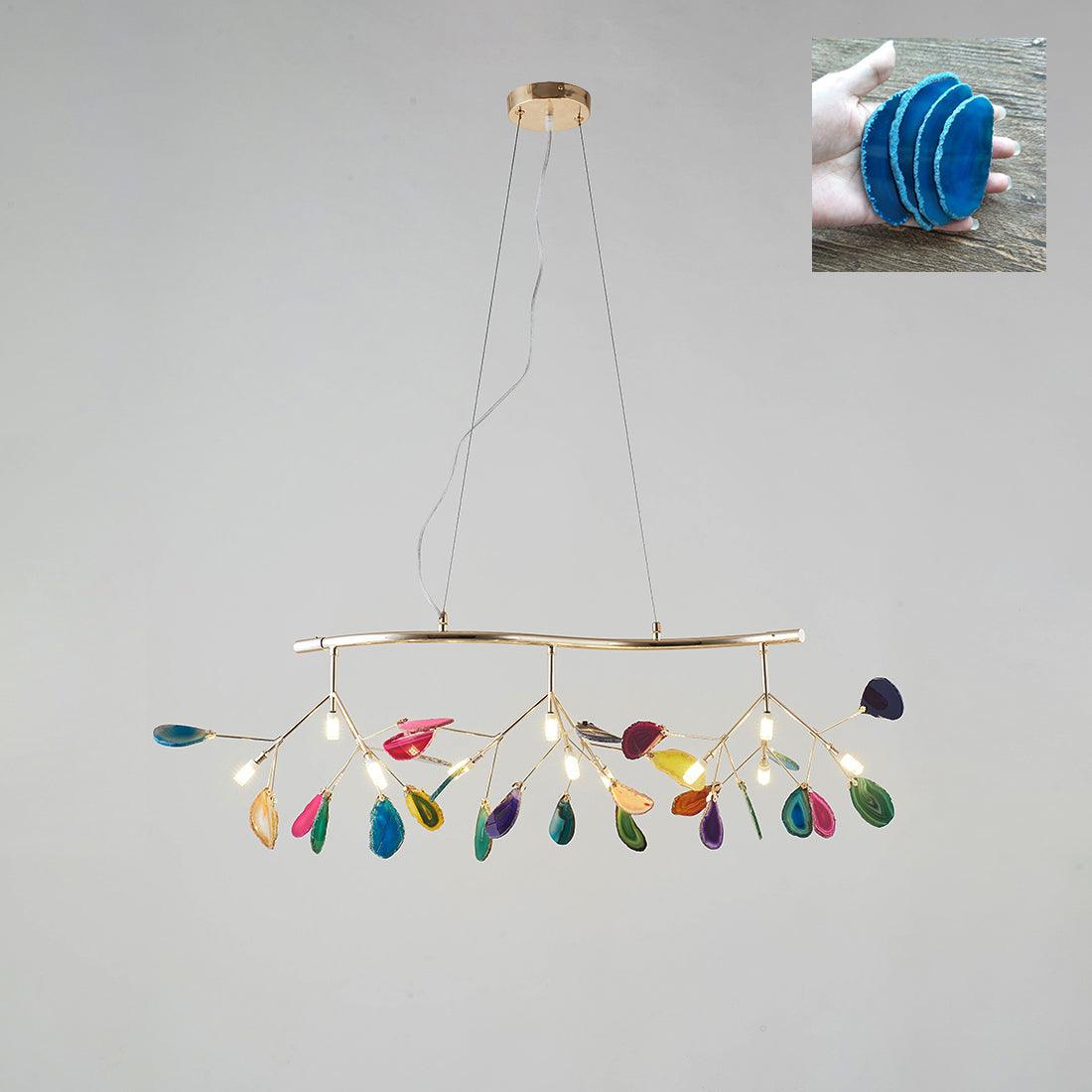 Elegant Agate Flake Crystal Chandelier - Handcrafted Natural Stone Pendant Light Fixture for Dining Room, Living Room & Bedroom Decor