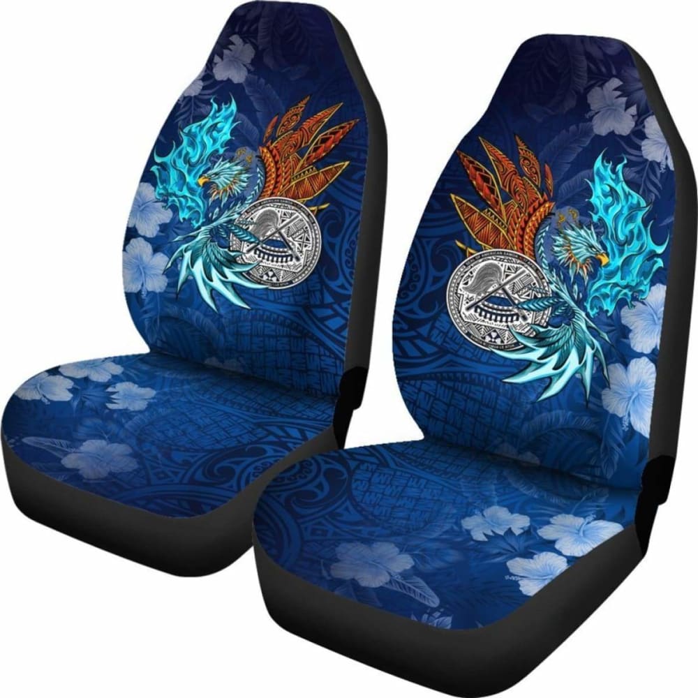 Premium American Samoa Polynesian Car Seat Covers - Blue Polynesian Eagle Design 110424 | Durable & Stylish for SUVs, Trucks & Sedans