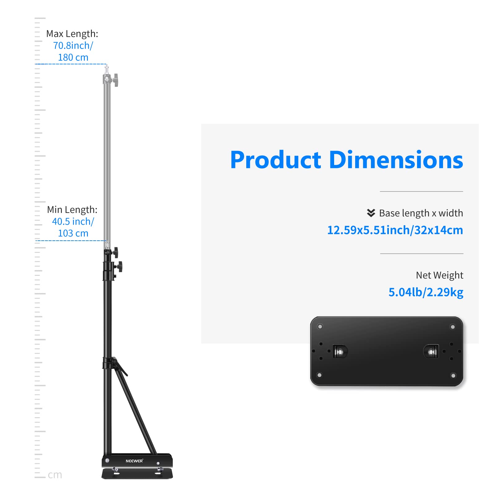 Neewer 2-Pack Adjustable Photography Boom Arm - 180° Rotation Studio Light Stand Mount for Strobe Lights, Monolights, Softboxes & Umbrellas (70.8in/180cm, Black) - Perfect for Home Studios & Professional Photography Setups