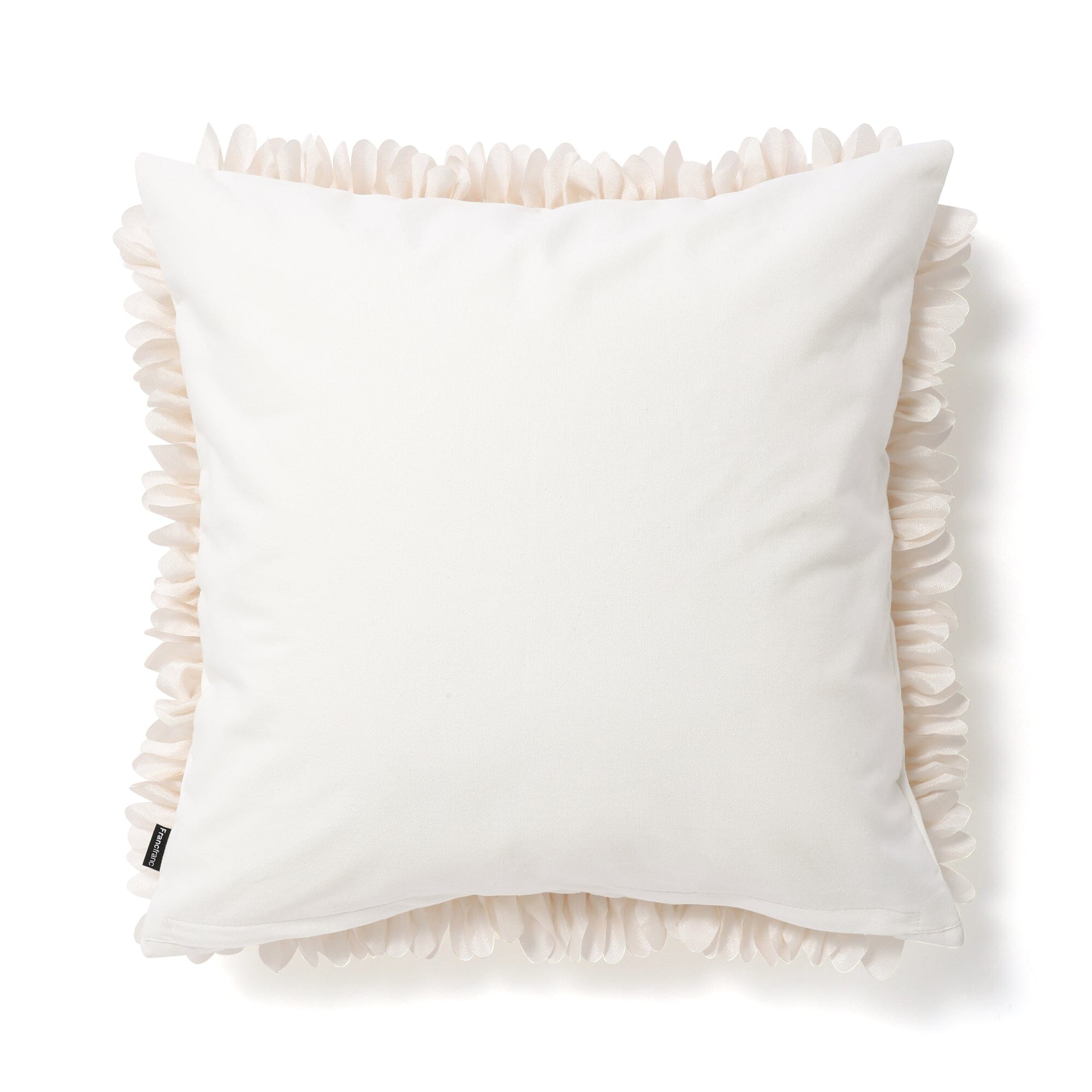 Elegant Ivory Flower Applique Cushion Cover 18x18 Inches - Perfect for Sofa, Bed, Living Room Decor & Home Styling