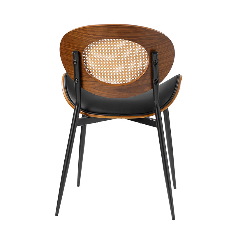 Flora Curved Wood Backrest Faux Leather Upholstered Dining Chair Cushion - Ergonomic Support for Kitchen, Restaurant & Office - Comfortable Seat Pad with Wooden Frame (Multiple Styles Available)