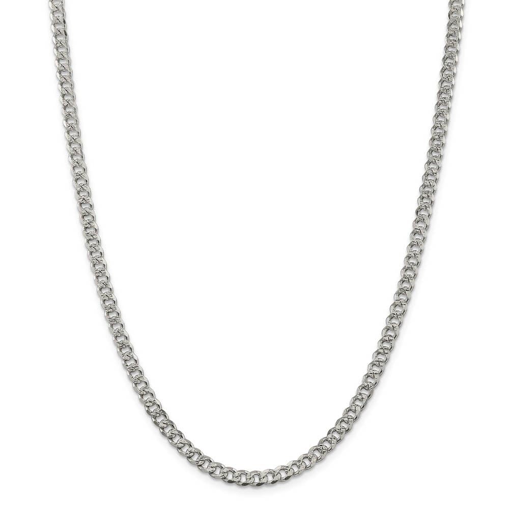 4.5mm Sterling Silver Solid Pave Curb Chain Necklace with Black Bow - Elegant Jewelry for Women, Perfect for Parties, Weddings & Everyday Wear