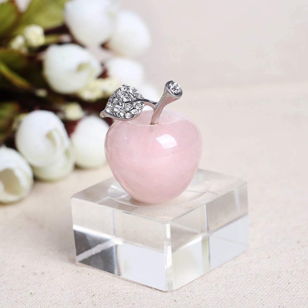 Hand Carved Natural Purple Crystal Rose Apple Figurine - 1.18 Inch Quartz Gemstone Paperweight Statue for Home Decor, Wedding Gift, Christmas Ornament & Office Desk Accessory - Perfect for Feng Shui, Meditation Spaces and Luxury Gift Giving