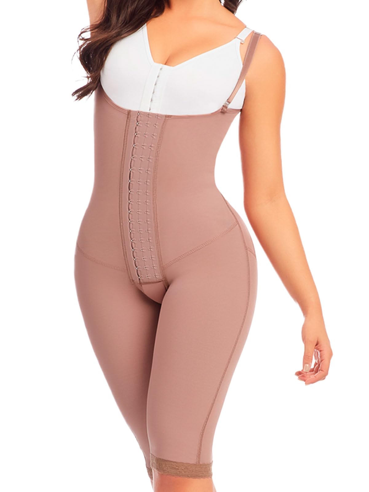 DELIE Colombian Shapewear for Women - High Compression Knee-Length Girdle with 3 Hook Rows | Butt Lifting Fajas Moldeadoras | Tummy Control & Body Shaper for Postpartum, Weight Loss & Everyday Wear