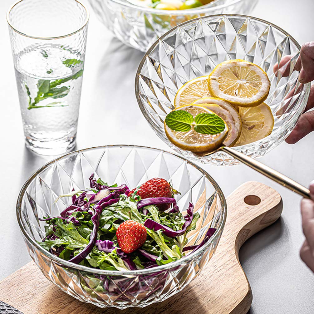 Premium Cabilock Glass Salad Bowl - 1pc Transparent Fruit & Veggie Serving Dish for Kitchen, Dining, Party | Durable Food Container for Salads, Snacks, Appetizers | Perfect for Entertaining, Meal Prep & Healthy Eating