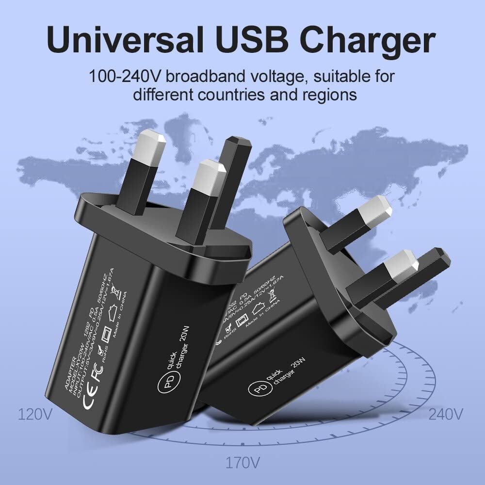 Samsung Galaxy Z Flip 6/Z Fold 6/Z Flip 5/Z Fold 5/Z Flip 4 Fast Charger [20W] - USB C Wall Charger with 1M Cable | UK 3 Pin Plug | High Speed Charging Adapter for Samsung Galaxy Z Series | Perfect for Travel, Home & Office Use