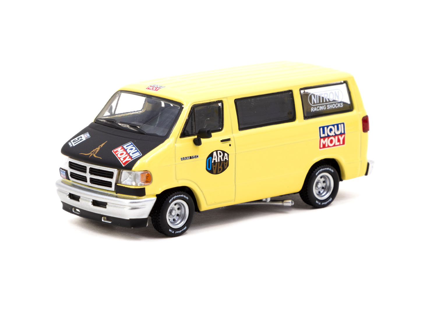 Tarmac Works 1/64 Scale Dodge Van Diecast Model Car in Yellow - Perfect for Collectors, Display & Diorama Scenes