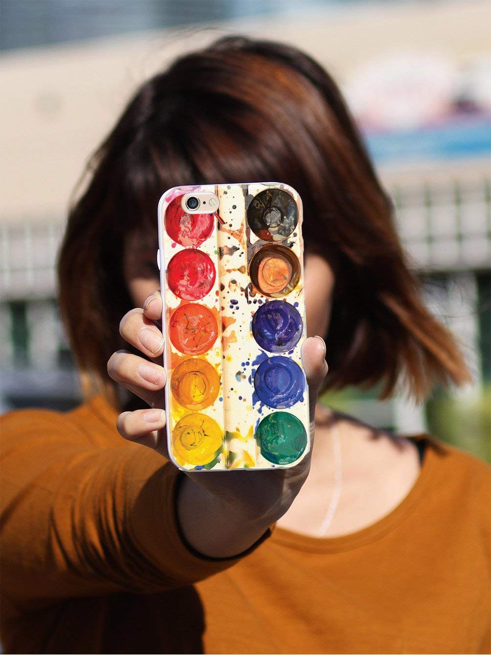 Inspired Cases - Premium 3D Textured Protective Phone Case Compatible with iPhone 8 Plus - Watercolor Paint Tray Design - Shockproof & Slim Cover for Everyday Use, Travel, and Work