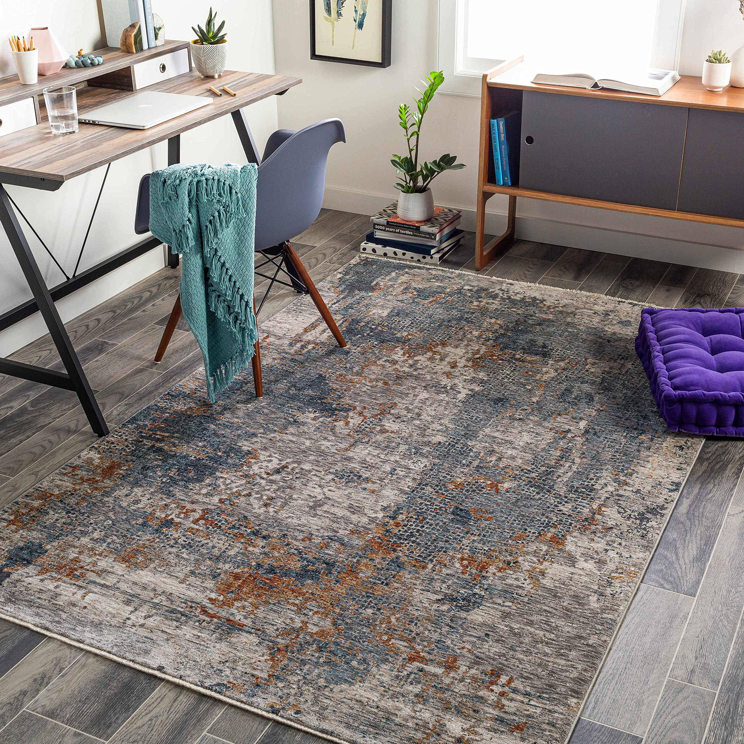 Hauteloom Andreas Modern Area Rug 2' x 3' - Blue, Pink, Red - Soft Non-Slip Living Room & Bedroom Rug for Home Decor, Office, Dorm Room