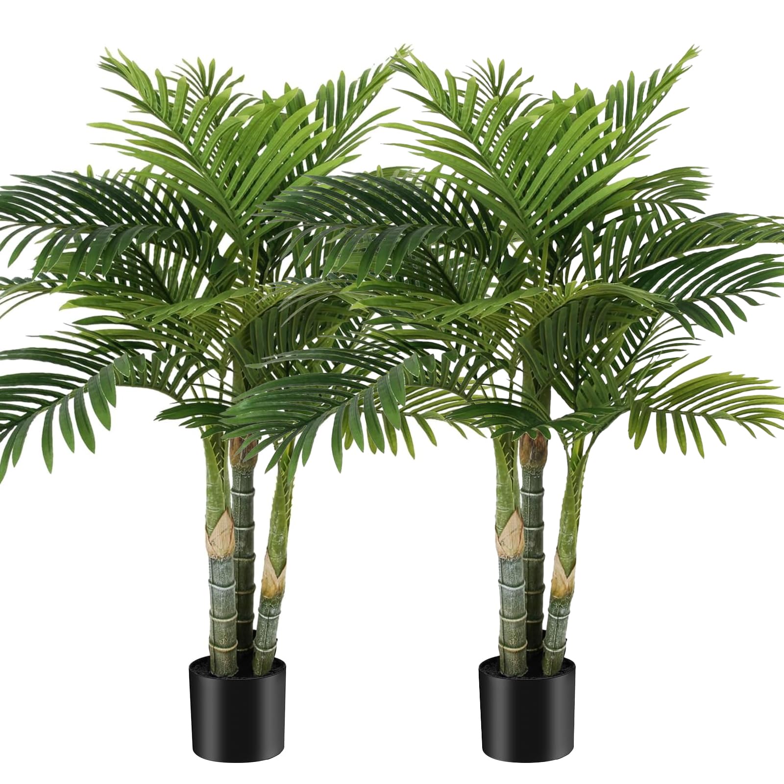 4FT Artificial Palm Tree 2-Pack - Realistic Fake Palm Plants for Home, Living Room, Front Porch, Patio, Pool & Office Decor - Perfect Housewarming Gift - Ideal for Tropical Themed Parties, Beach Weddings & Vacation Rental Styling