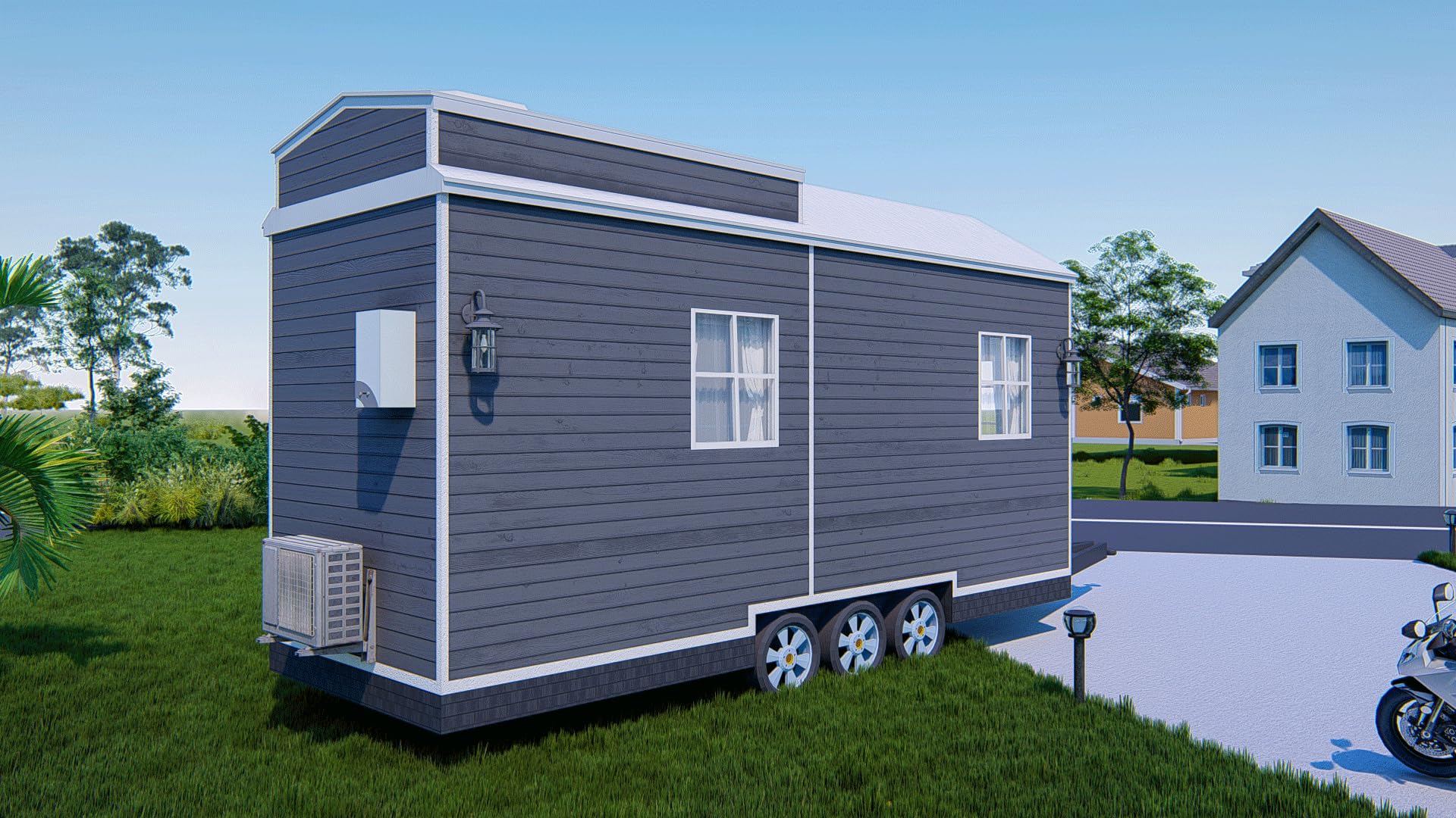 23.5'x8' Tiny Mobile Home with Loft - 188 Sq Ft Living Space with Kitchen, Desk & Bathroom | Perfect for Off-Grid Living, Vacation Homes & Backyard Guest Houses