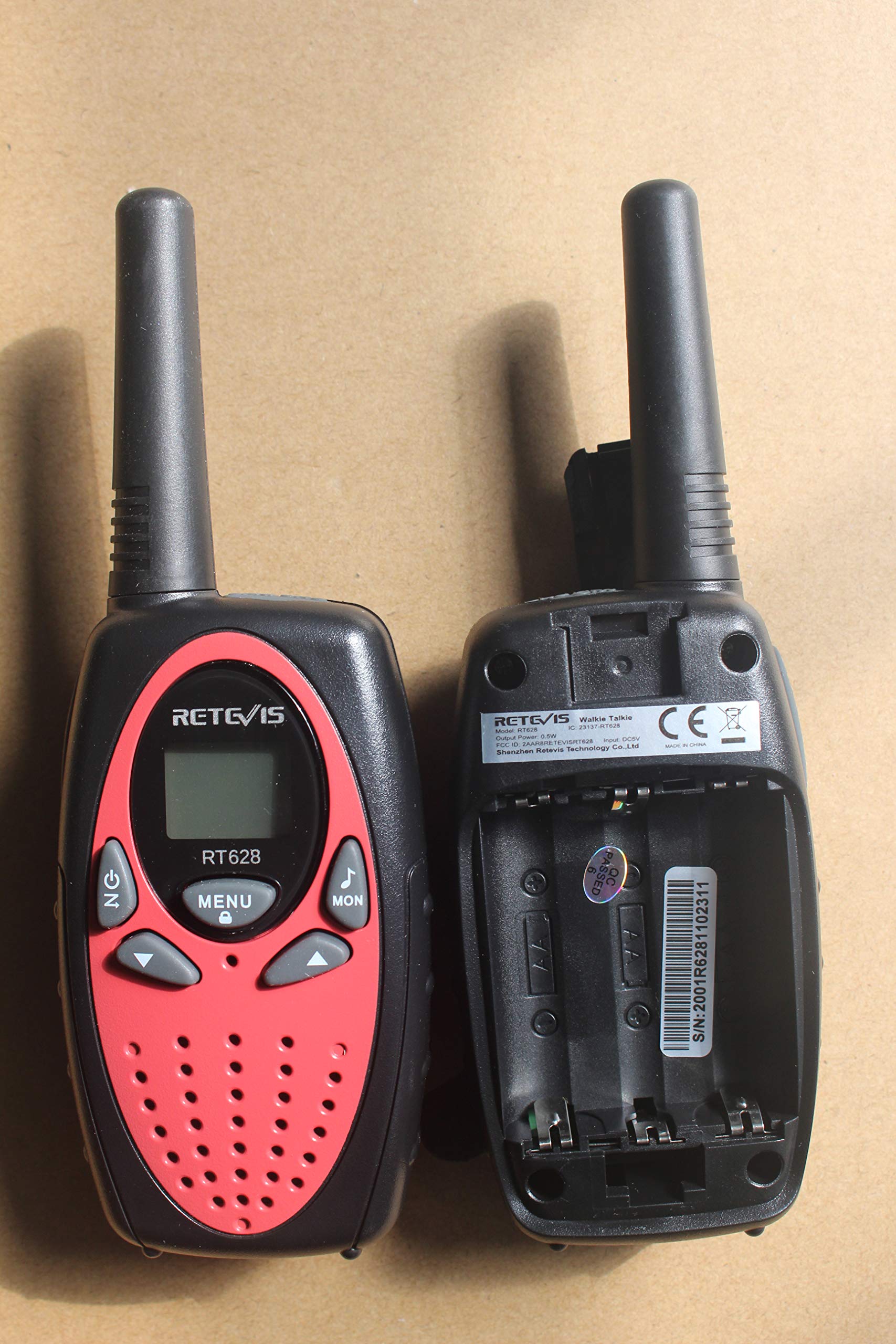 Retevis RT628 Kids Walkie Talkies Rechargeable - 2 Pack Long Range 2 Way Radios with 22 Channels, Backlit LCD Screen & VOX - Perfect for Indoor Outdoor Adventures, Camping, Hiking (Red) - Ideal Gift for Boys Girls Ages 6-12