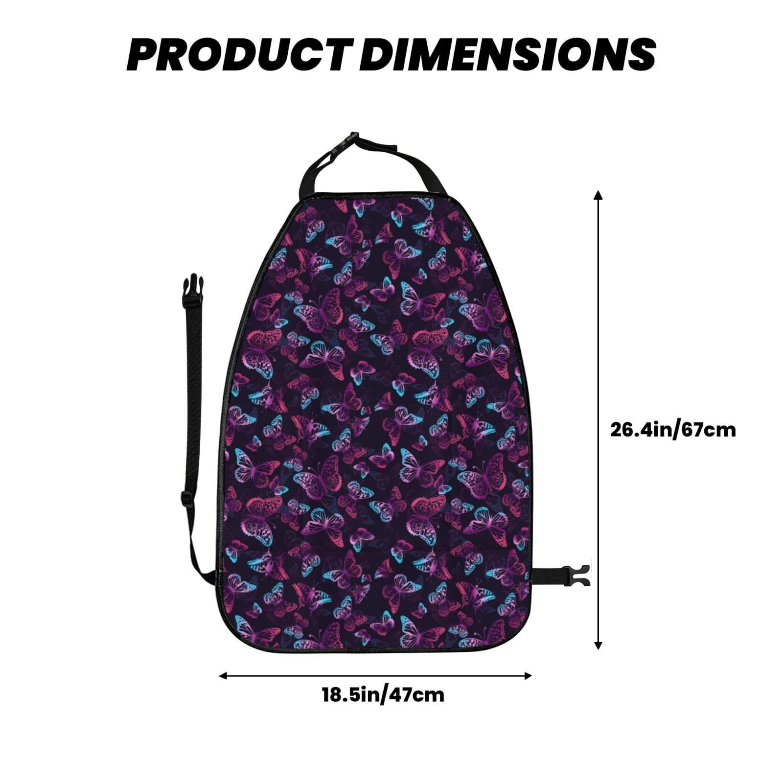 2-Piece Purple Butterfly Backseat Car Organizer - Car Seat Storage Organizer with Pockets | Perfect for Road Trips, Family Travel & Keeping Kids' Toys Organized