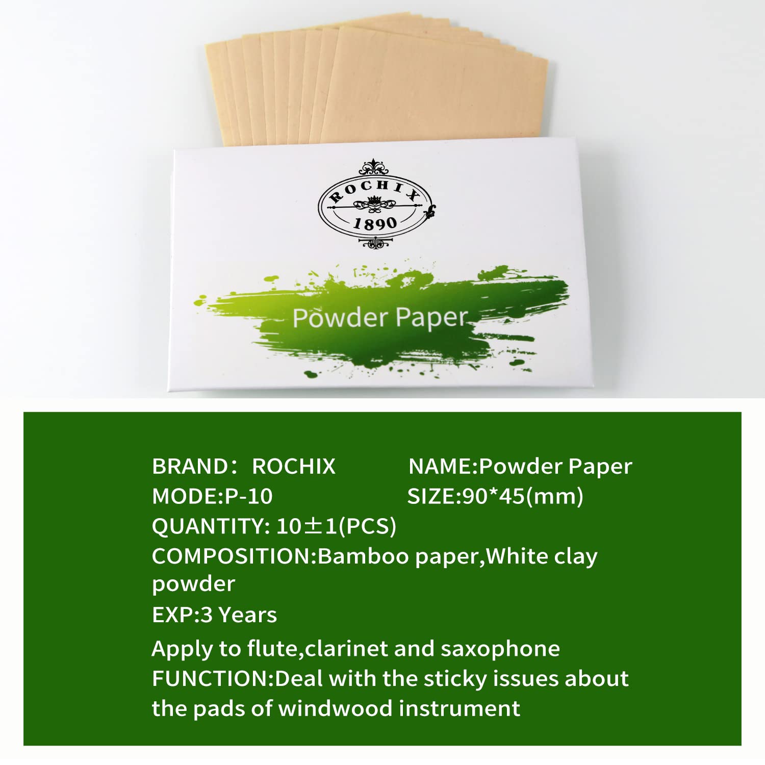 Premium Powder Paper for Flute, Clarinet & Saxophone - 10-Piece Set (±1) | Prevents Sticking Keys & Improves Playability | Perfect for Musicians, Band Practice & Professional Performances