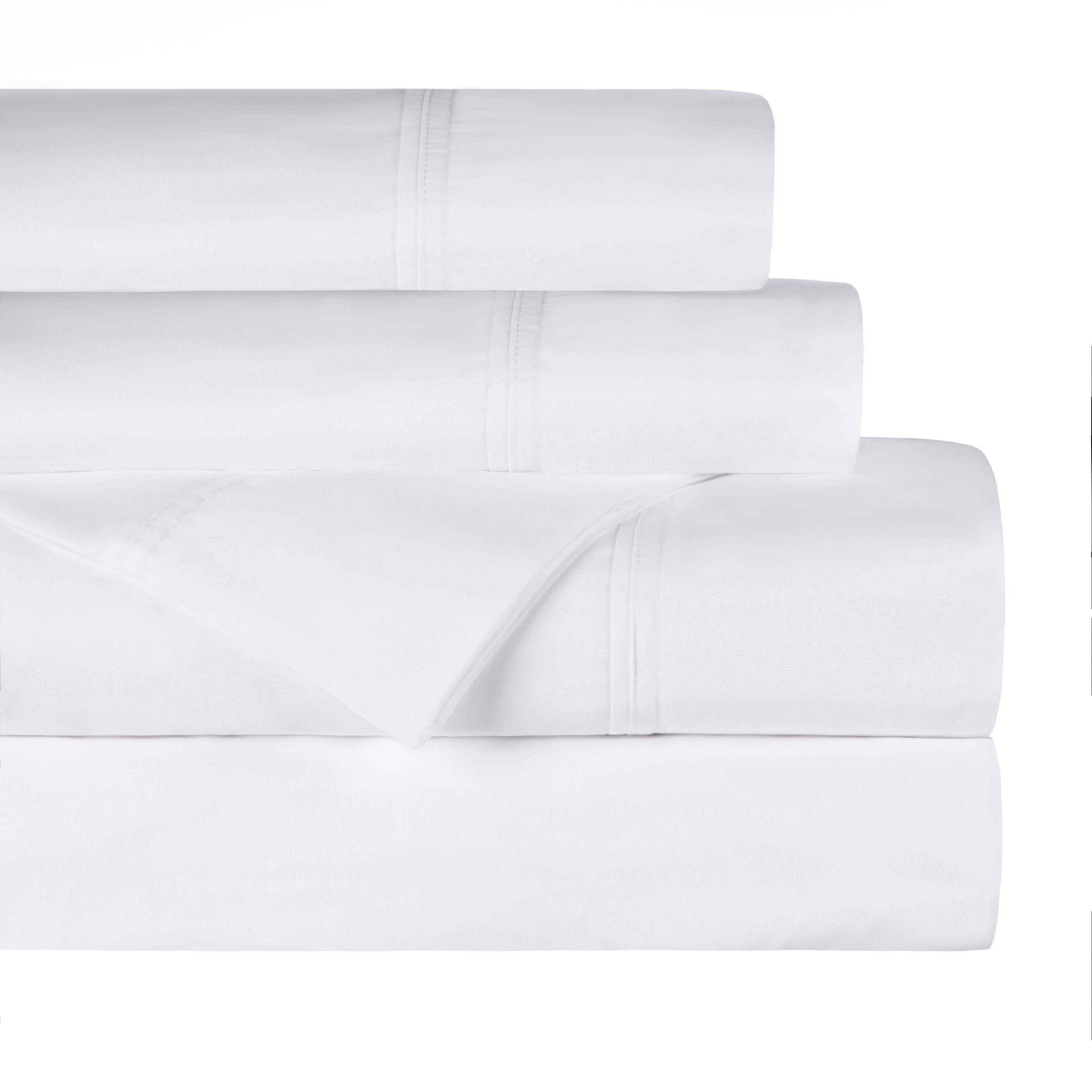 Gina Organic Cotton 300 Thread Count Percale Deep Pocket Bed Sheet Set - Queen Size, Breathable & Hypoallergenic for Comfortable Sleep - Perfect for Master Bedroom, Guest Room & Dorm Essentials