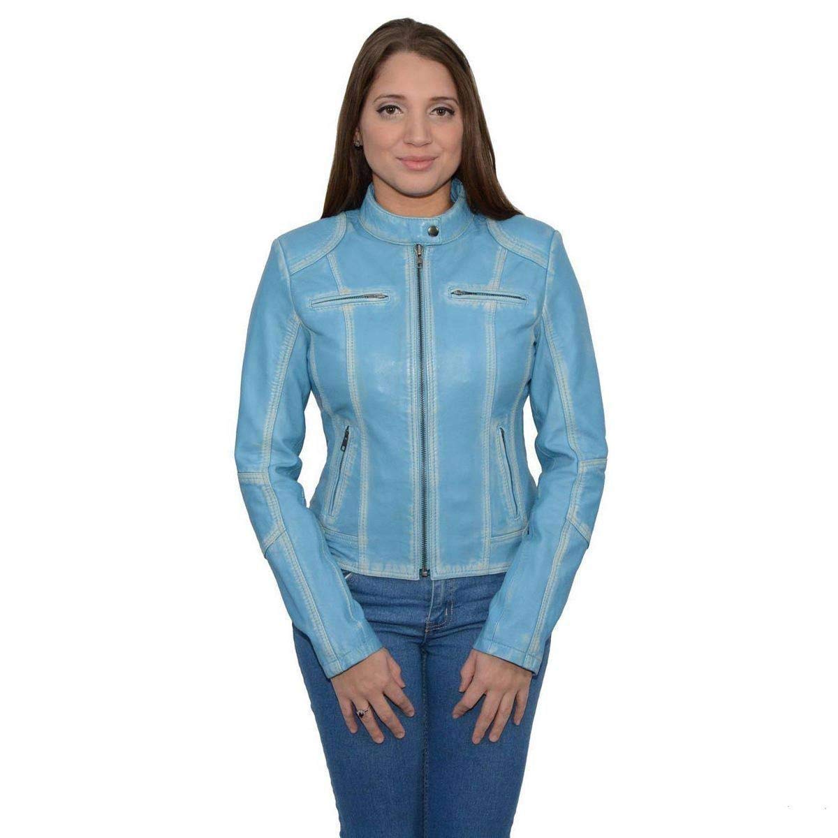 Milwaukee Leather SFL2830 Women's Aqua Scuba Style Sheepskin Fashion Jacket - Stylish Outerwear for Casual Wear, Night Out & Fall Fashion