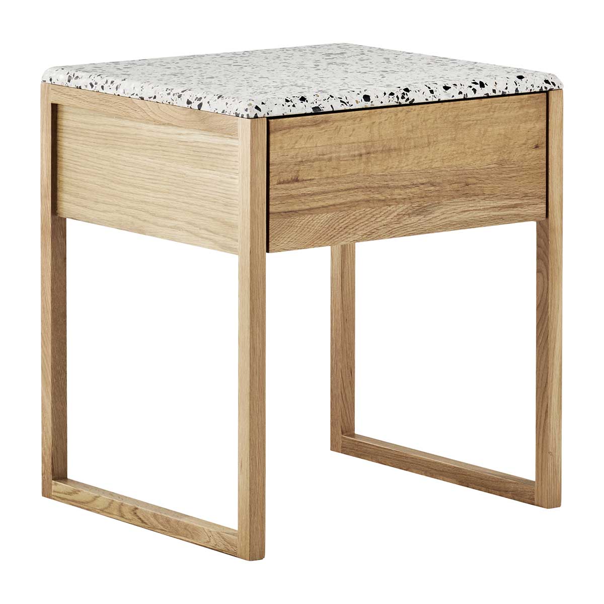 Modern Avalon Terrazzo Bedside Table - Stylish Nightstand with Marble Composite Top for Bedroom Decor, Perfect for Small Spaces & Apartment Living