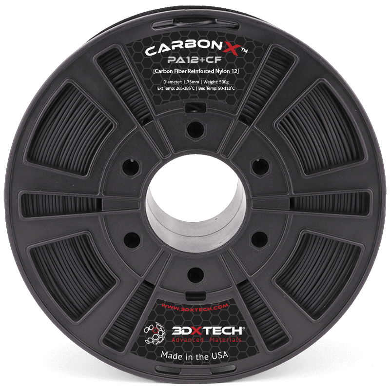 CARBONX™ Carbon Fiber Reinforced Nylon PA12 Filament 1.75mm - 500g Spool (Black) | High-Strength 3D Printing Material for Automotive, Aerospace & Industrial Prototyping
